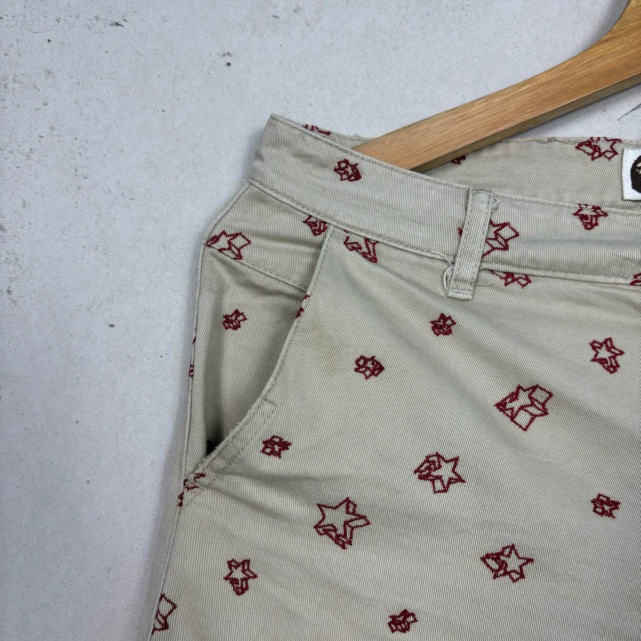 Bape Vintage BAPE Star Print Chinos Beige Red Bape Sta Pants XS Size 31" - 6 Thumbnail