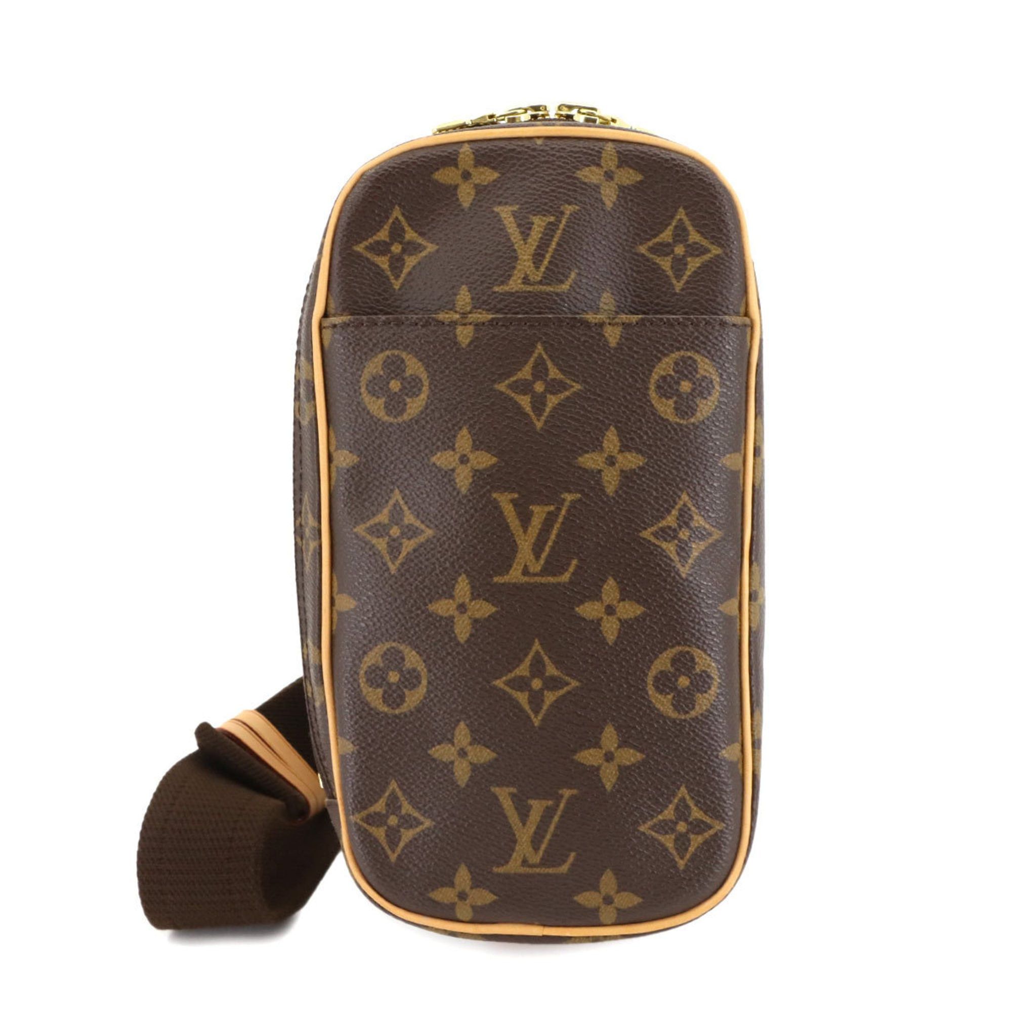 Louis Vuitton Monogram Pochette Gange Body Bag, Brown, M51870, Gold Hardware