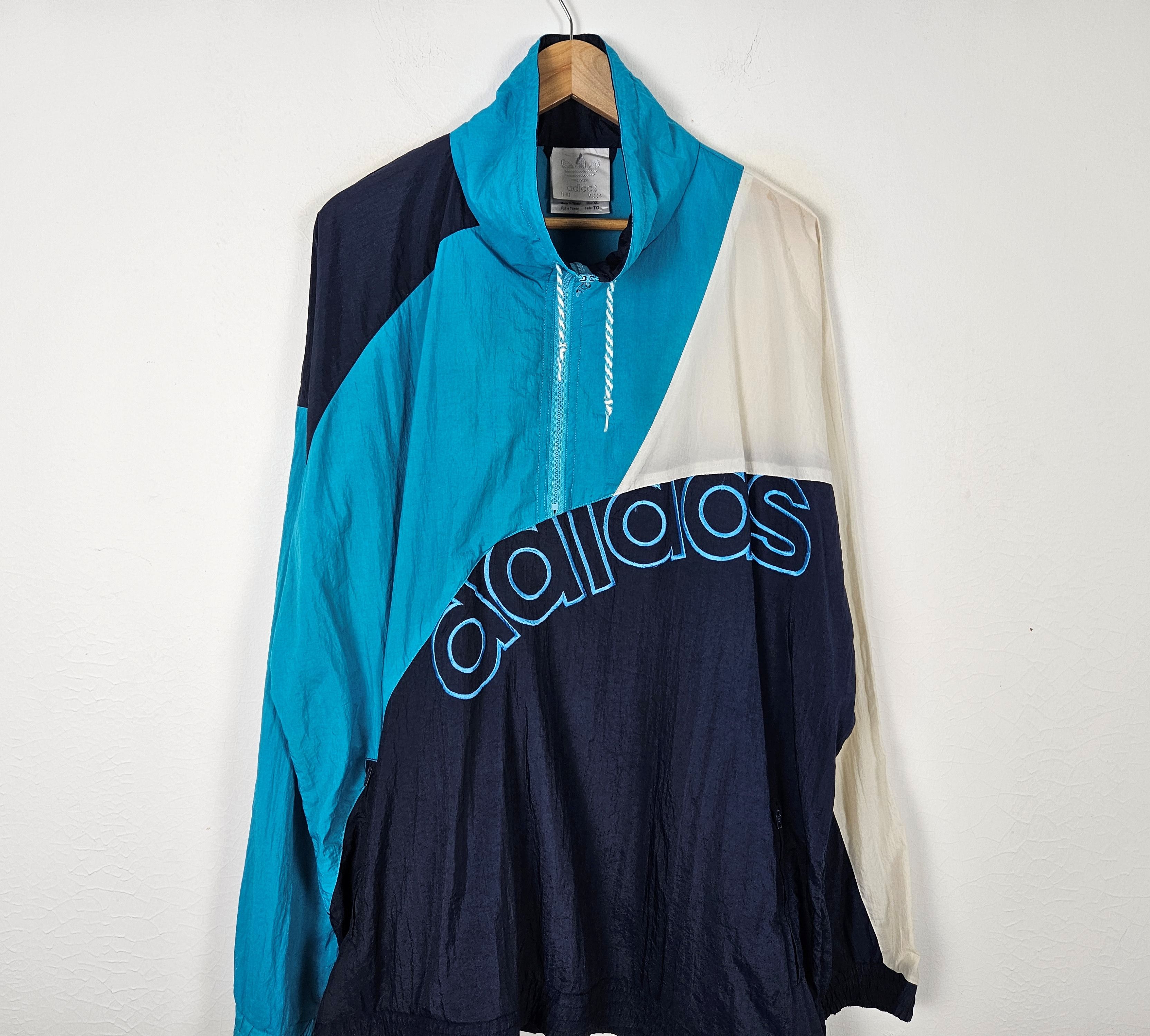 Adidas Vintage 90s Adidas Big Logo trefoil Windbreaker Jacket Size US XL / EU 56 / 4 - 3 Thumbnail