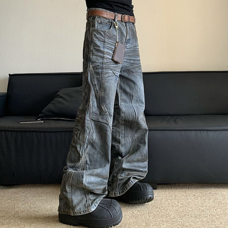 Jean × Vintage Mud Dyed Jeans Damaged Pleated Size US 29 - 4 Thumbnail