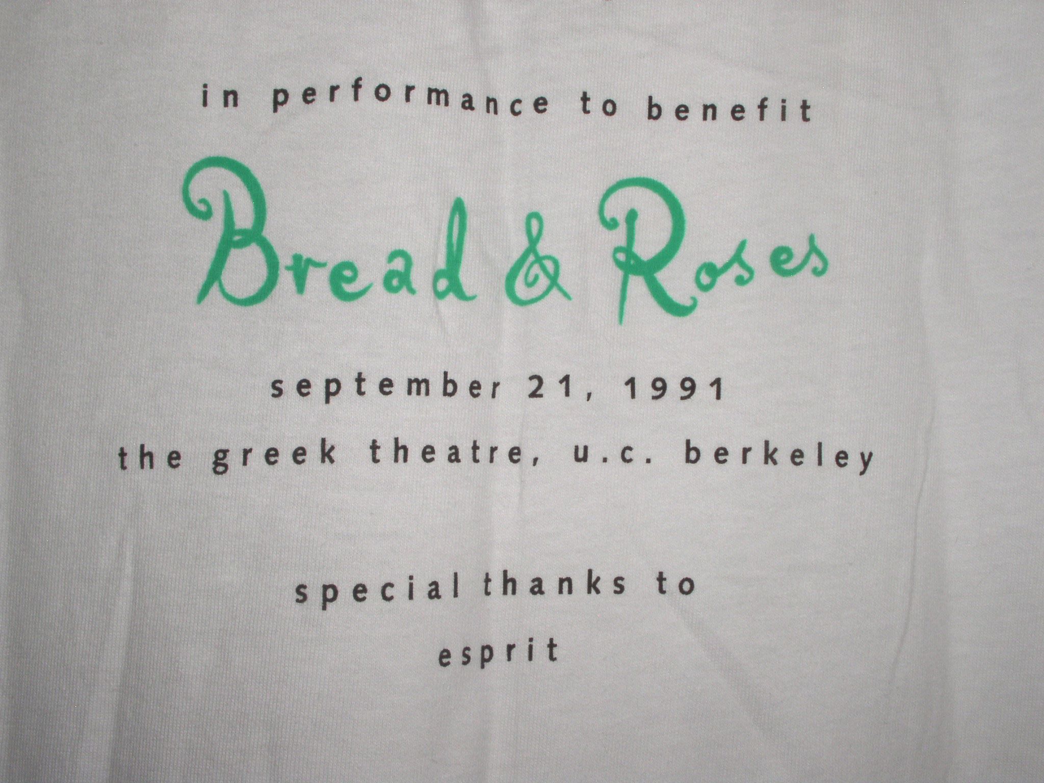 Hanes Bread & Roses Festival Concert T Shirt 1991 Single Stitched Size US XL / EU 56 / 4 - 5 Thumbnail
