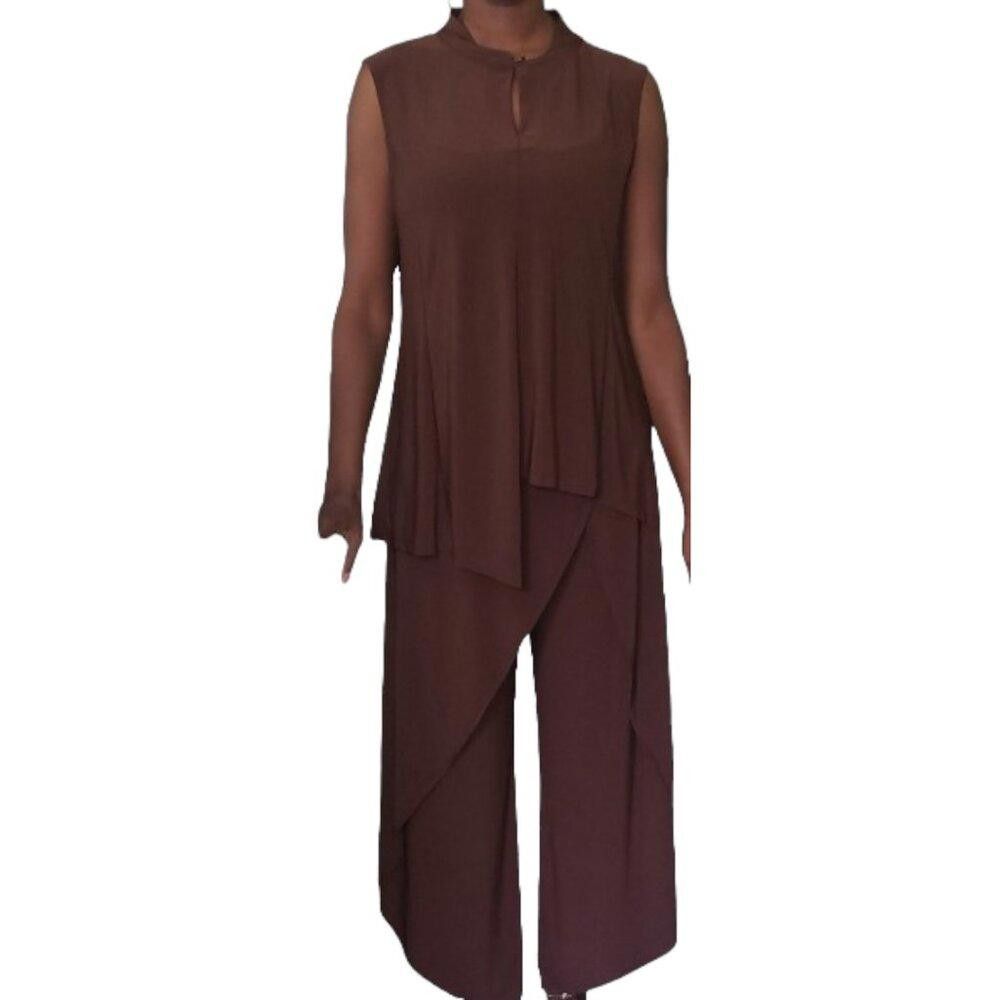 Designer CT1682 Patchington Mandarin Sleeveless Tank & Wrap Pant Size ONE SIZE - 2 Thumbnail