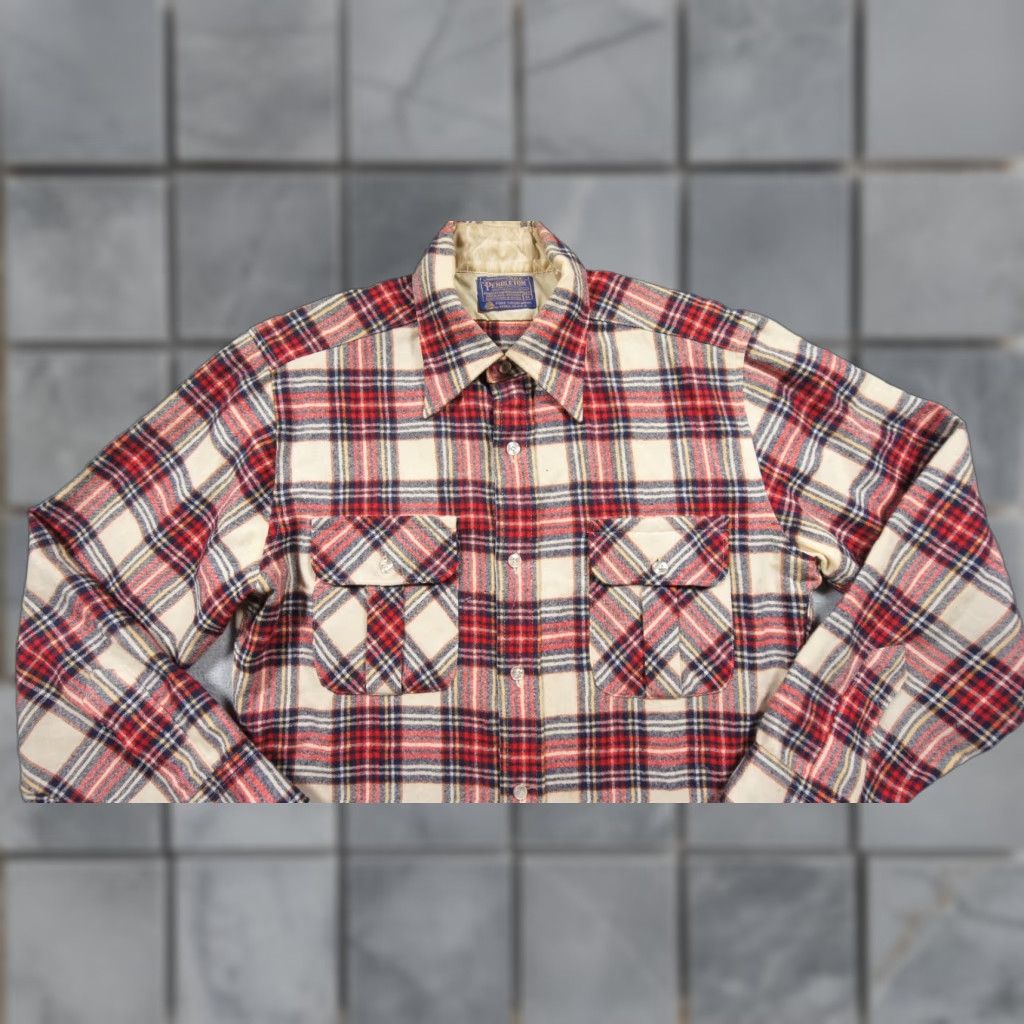 Pendleton VINTAGE Pendleton Shirt Button-Up Wool Flannel Mens Medium Red Plaid Outdoors Size US M / EU 48-50 / 2 - 1 Thumbnail