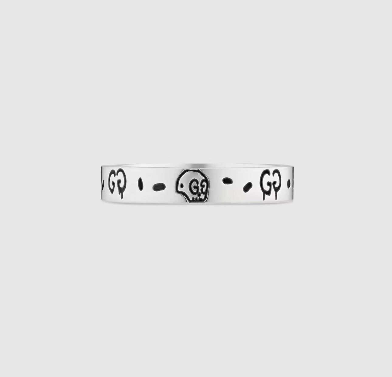image of Gucci Ring Chain Skull GG Logo in Silver, Men's