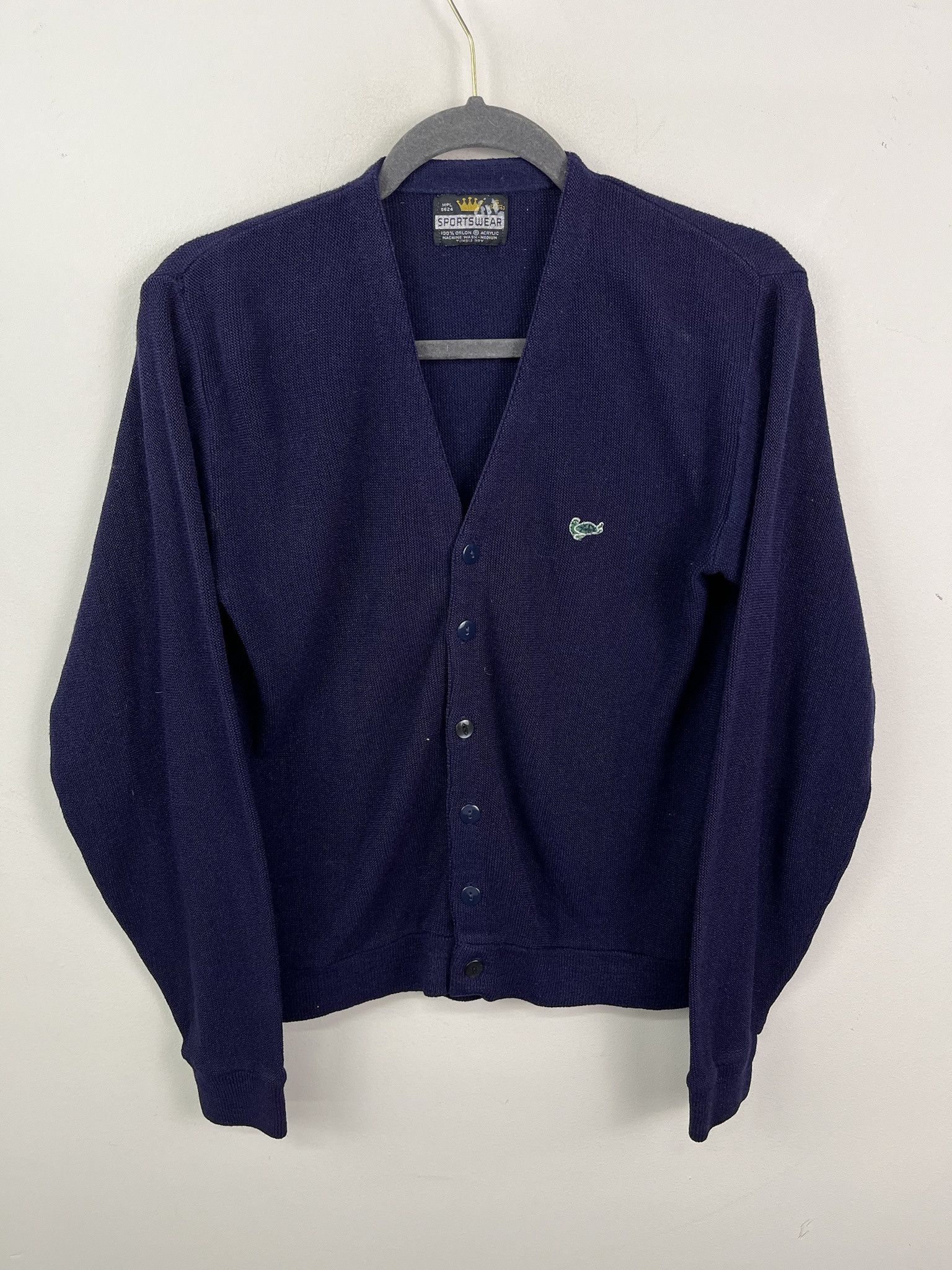 Vintage Vintage 80s Acrylic Cardigan Sportswear Navy Knit Sweater Size S Size US S / EU 44-46 / 1 - 1 Thumbnail