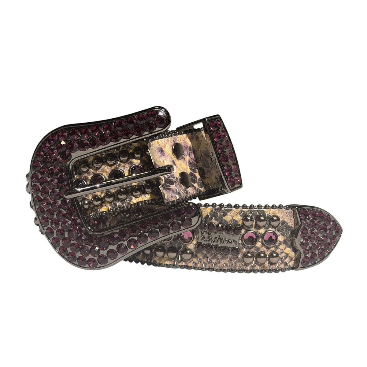 B.B. Simon Snakeskin leather studded belt. Size 32 - 1 Thumbnail