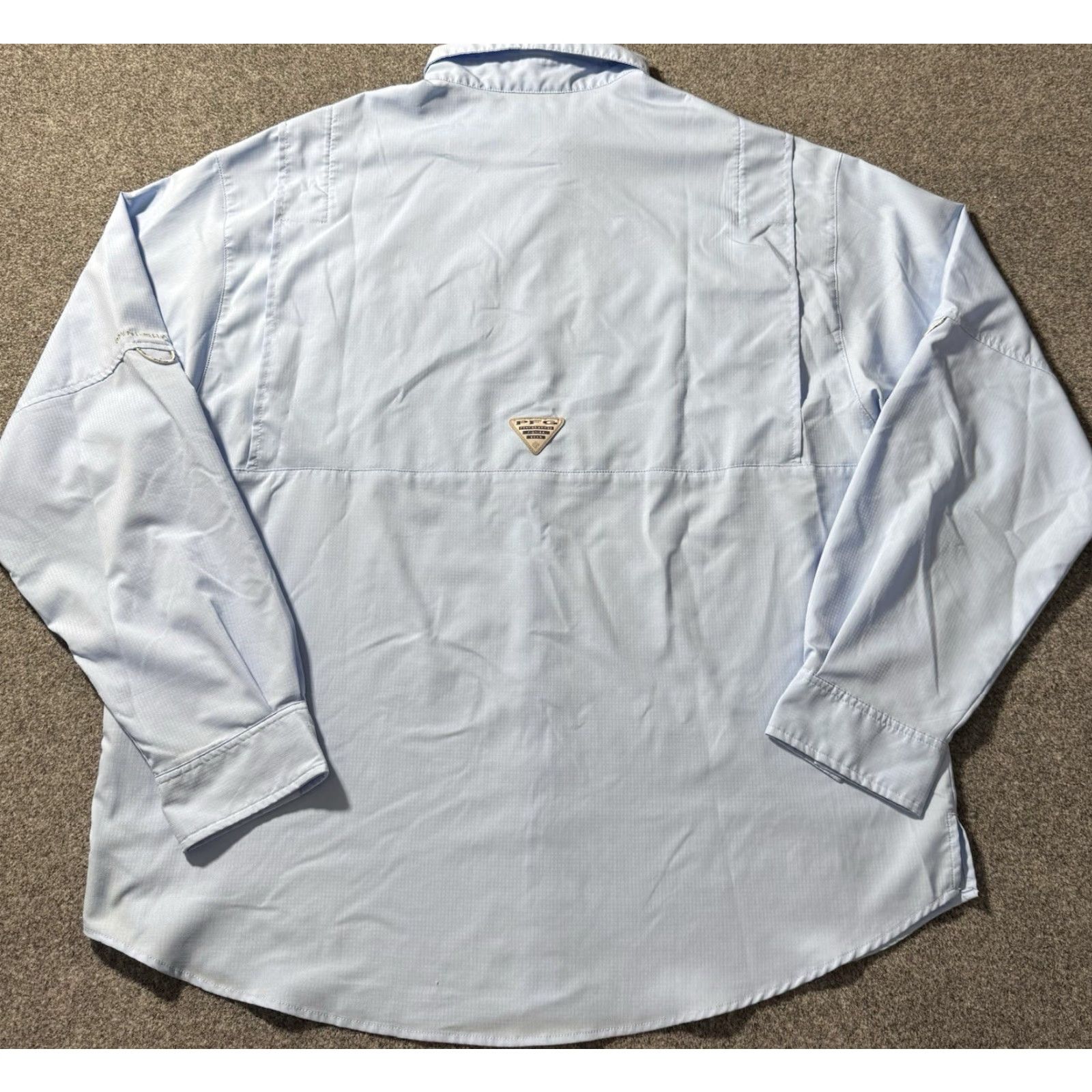 Vintage Columbia PFG Omni-Shade Button-Up Shirt Men XL Blue Solid Lightweight Breathable Collared Long Sleeve with Pockets Size US XL / EU 56 / 4 - 2 Thumbnail