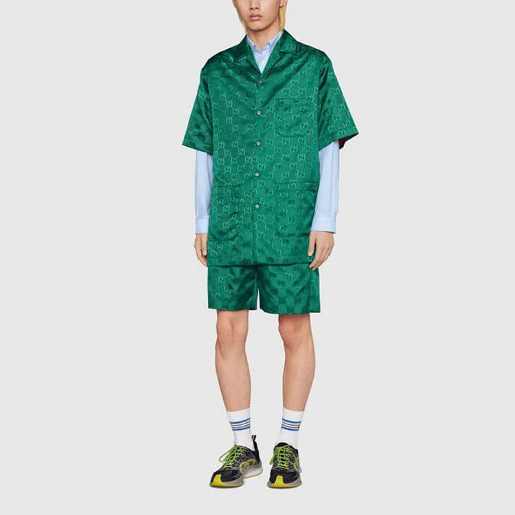 Gucci Gucci SS22 Aria Allover GG Canvas Short Sleeve Bowling Shirt Size US M / EU 48-50 / 2 - 1 Thumbnail