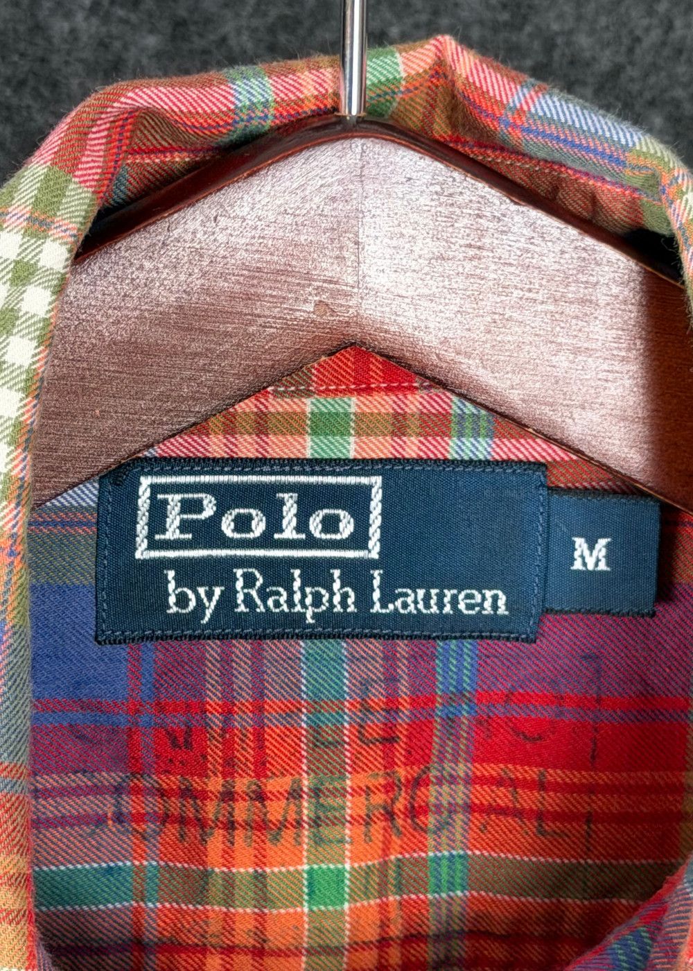VTG PRL Madras Plaid Work Shirt Red Multicolour Cotton image 3
