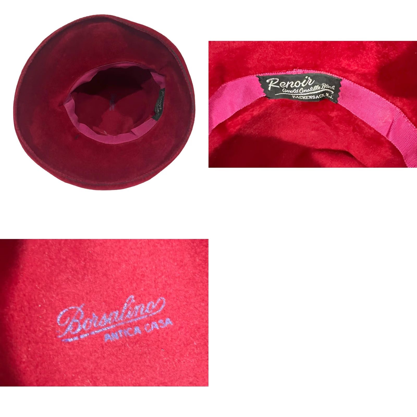 Borsalino VINTAGE Borsalino Hat Women’s Velvet Red Black Bucket One Size Red Womens Bucket Hat Velvet 21” circumference Size ONE SIZE - 8 Thumbnail
