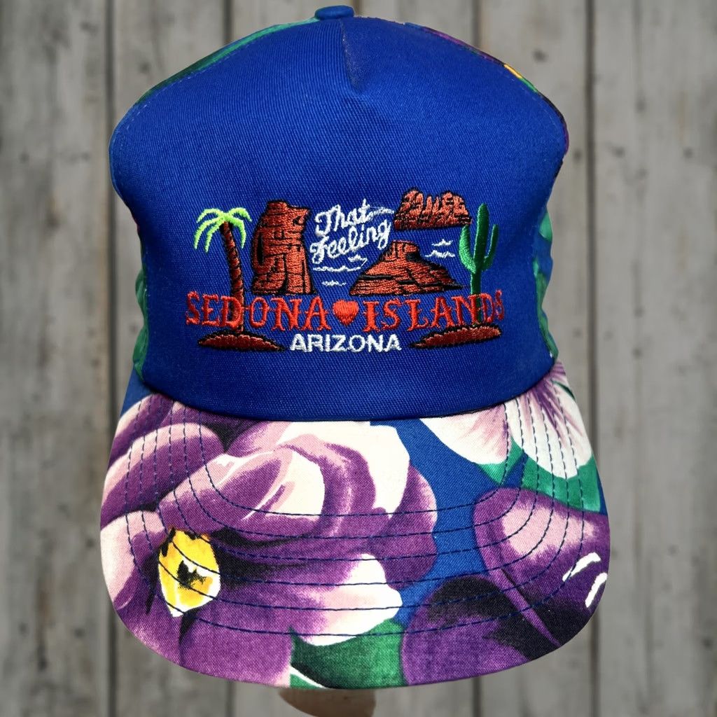 Vintage VINTAGE SEDONA ISLANDS Arizona hat floral blue adjustable snapback cap Made USA Men Casual Nature Baseball Cap Size ONE SIZE - 1 Thumbnail