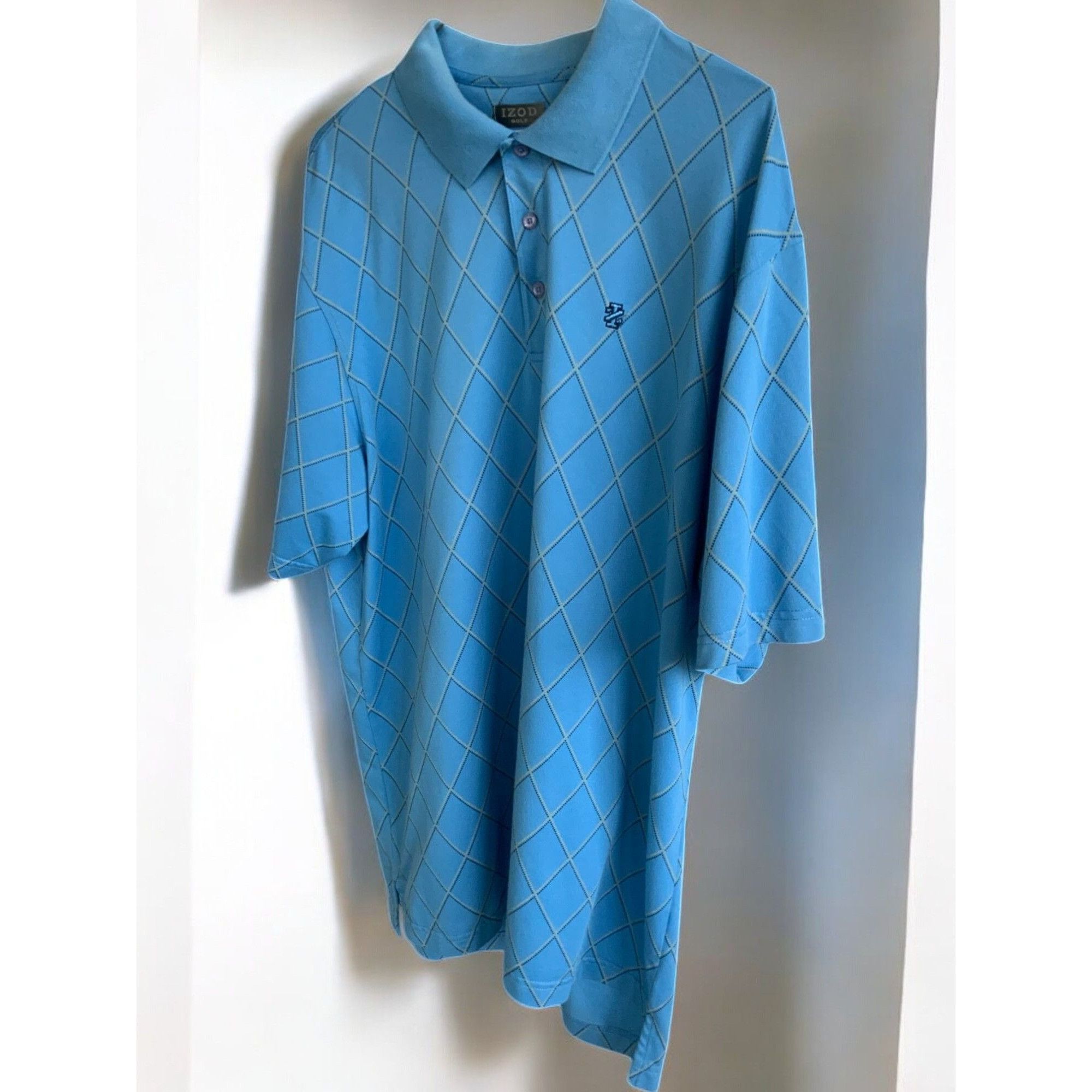 Izod Izod Golf Mens Blue Argyle Print Short Sleeve Relaxed Fit Po Size US XL / EU 56 / 4 - 3 Thumbnail