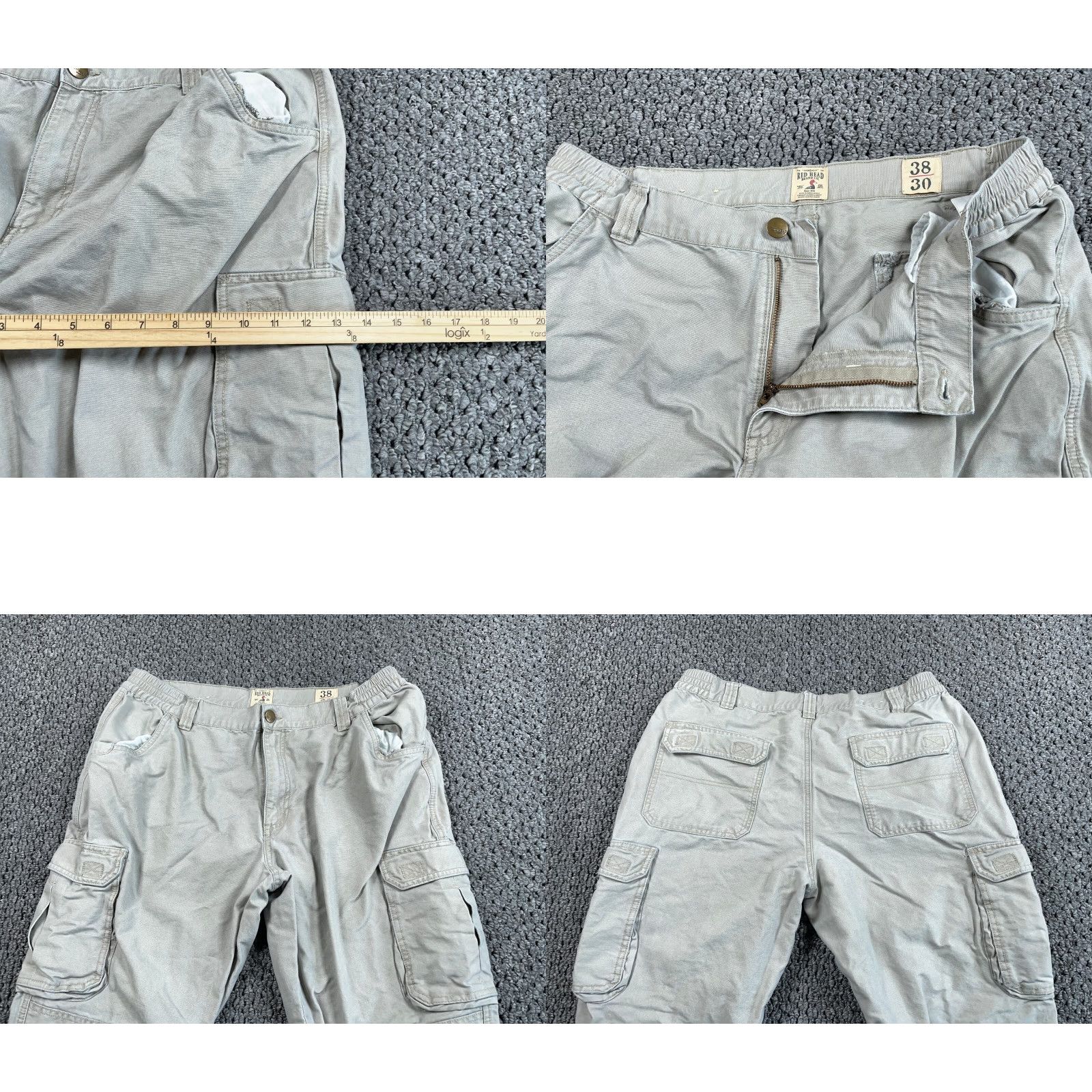 Doublet VINTAGE PANTS Baggy Loose Fit Canvas Double Knee Cargo 36 x 29 Beige Cargo Pocket Elastic Waist Zip Fly Regular Straight Mens Size US 36 / EU 52 - 8 Thumbnail