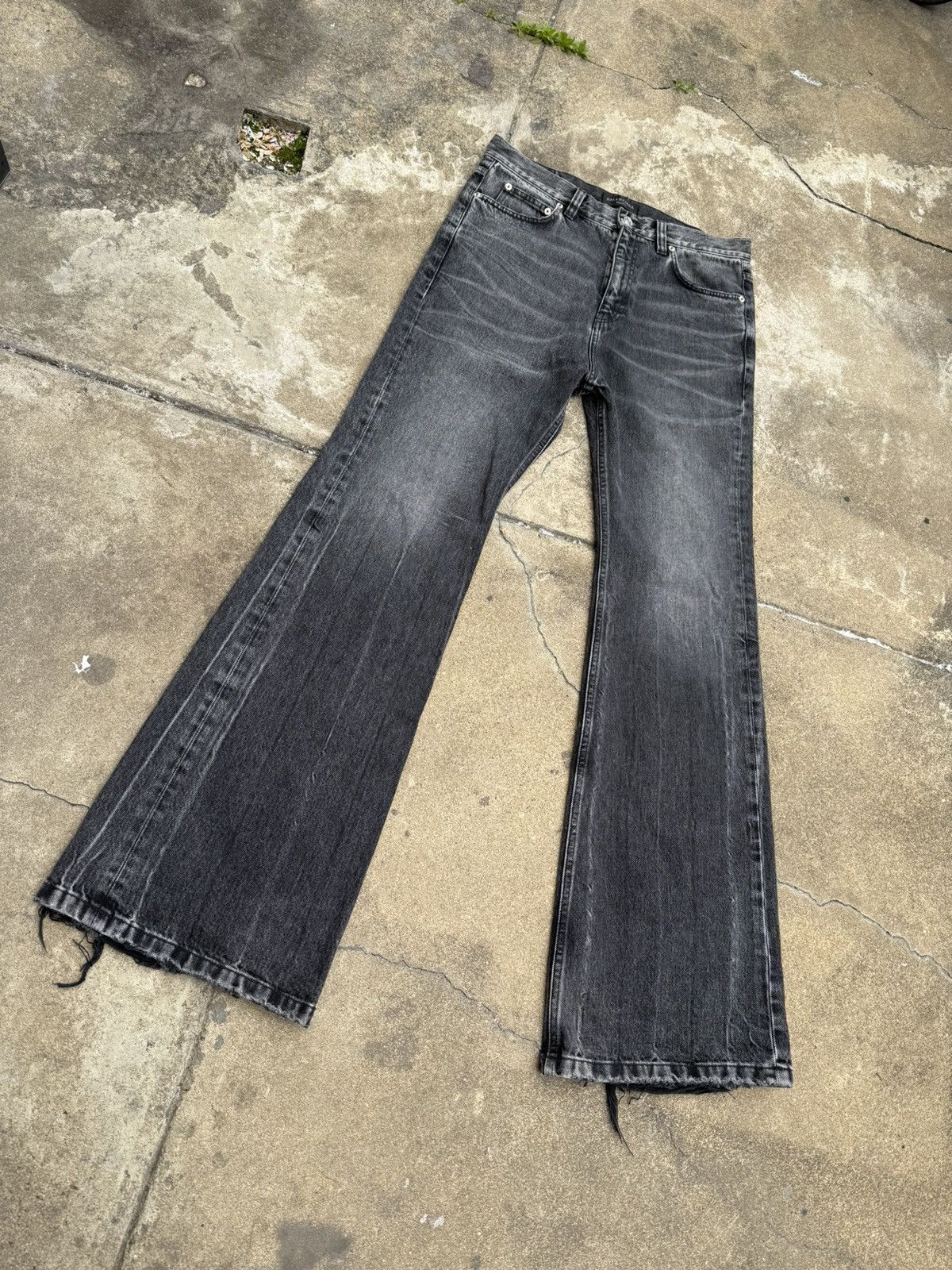 Balenciaga FW22 Lost Tape Flared Black Denim Size US 33 - 2 Thumbnail