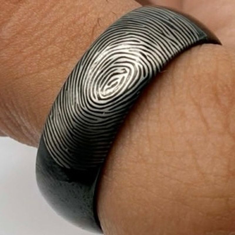 Other Black Finger Print Men’s Ring Size ONE SIZE - 1 Thumbnail