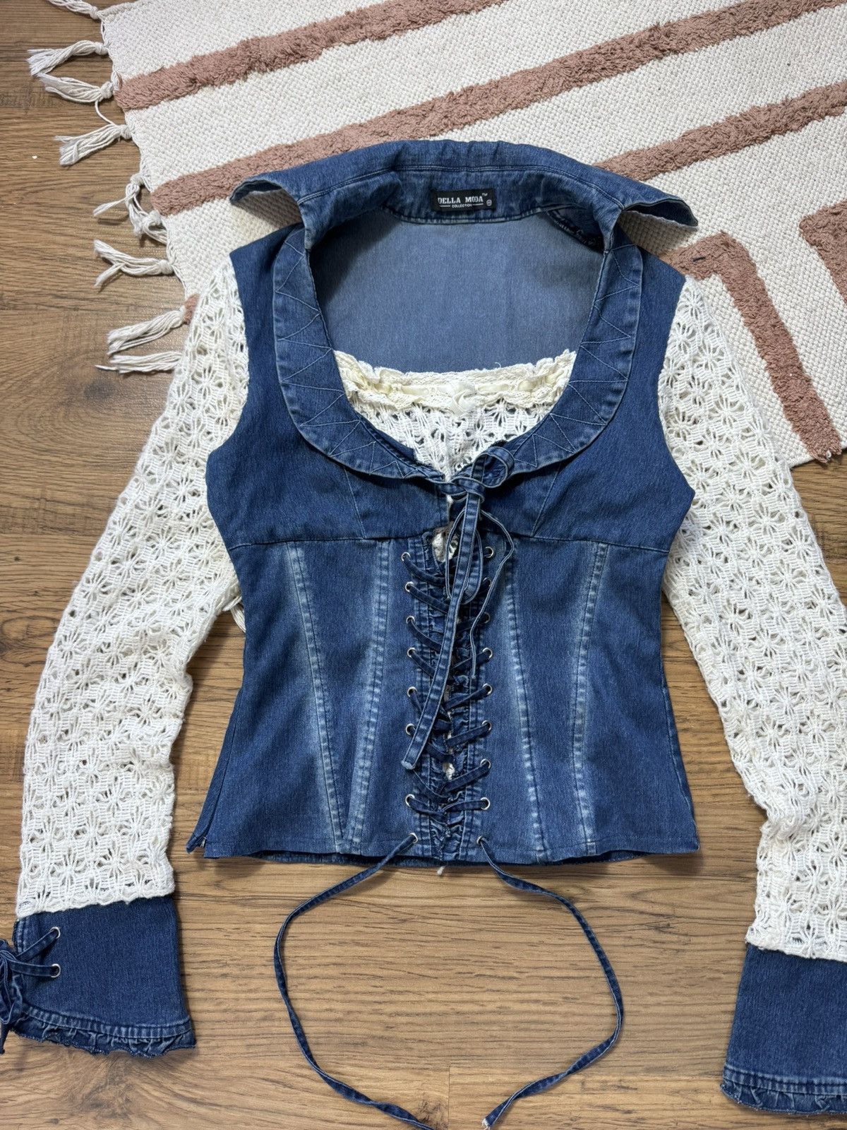 Vintage VINTAGE DENIM KNITTED BLOUSE LONGSLEEVE Size M / US 6-8 / IT 42-44 - 2 Thumbnail