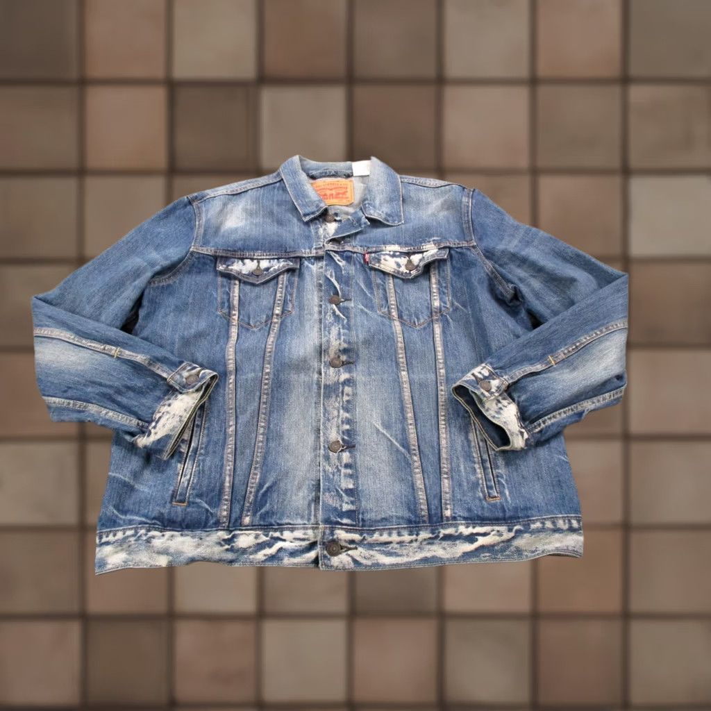 Levi's Levi's Jacket Mens 2XL Blue Denim Trucker Red Tab Biker Button Cotton Denim Jacket Size US 39 - 1 Thumbnail