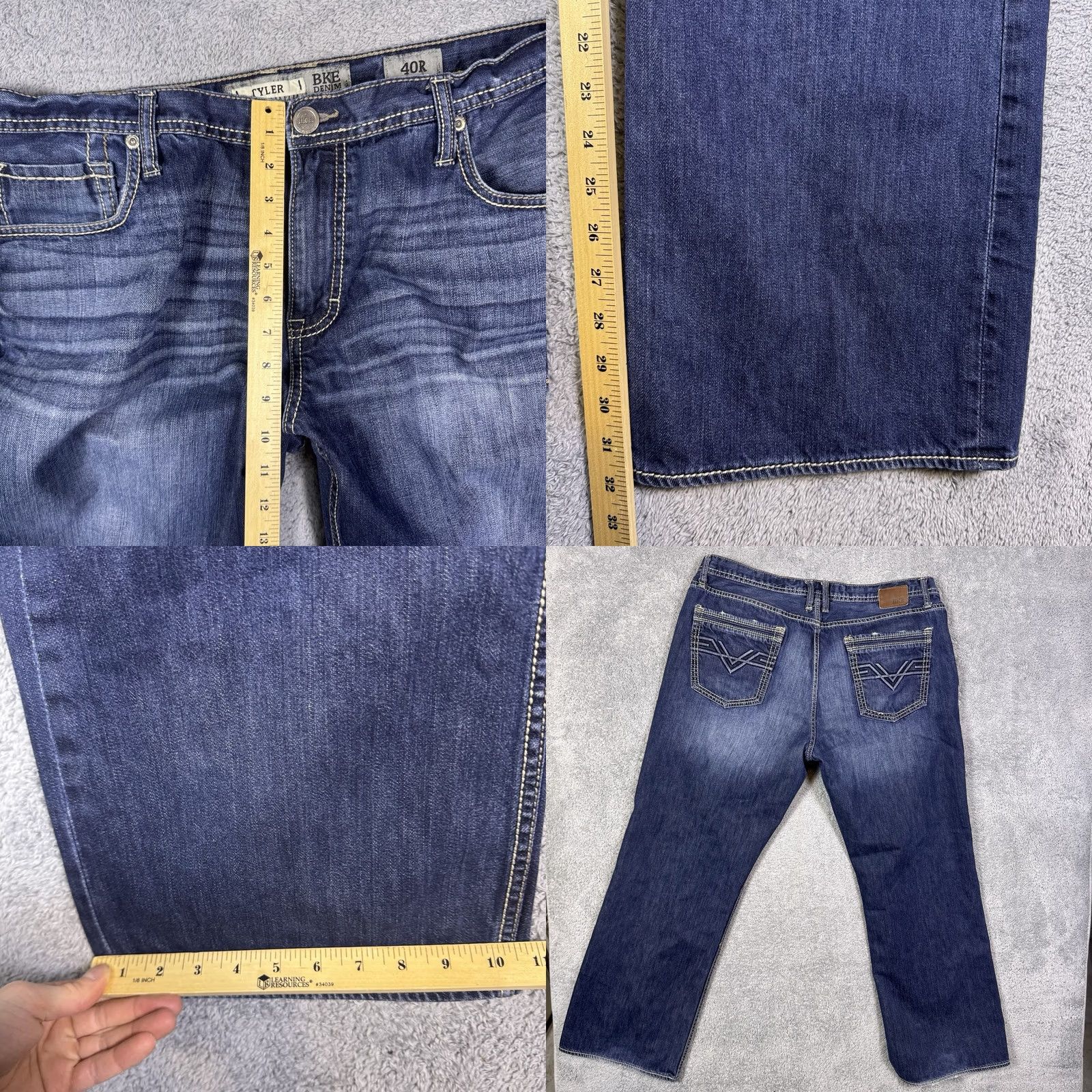 Vintage BKE Tyler Jeans Men 40R Dark Whisker Buckle Utility Wide Leg Baggy 100% Cotton Size US 40 / EU 56 - 8 Thumbnail
