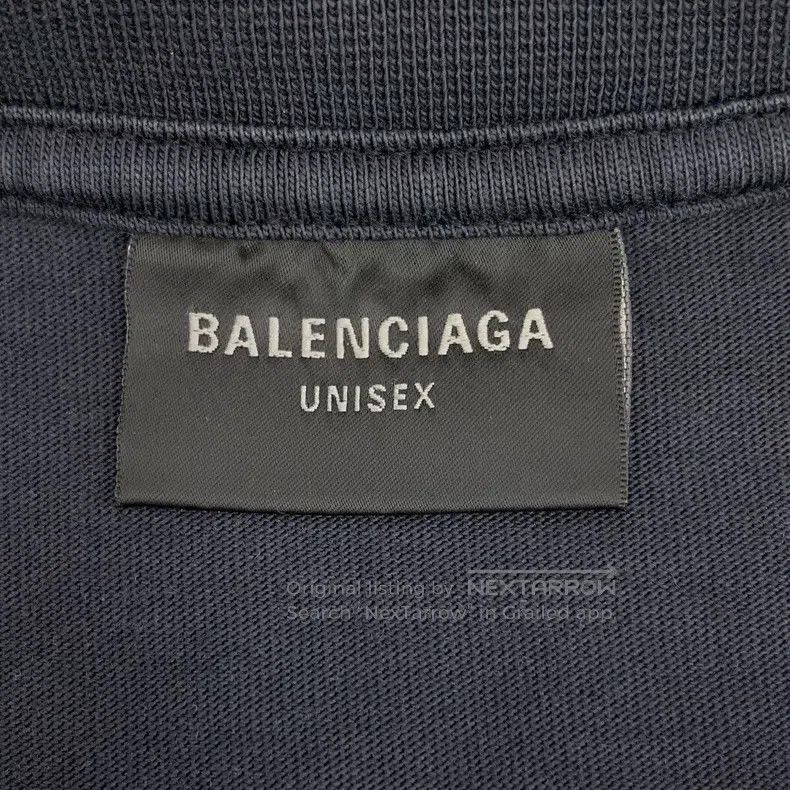 Balenciaga Balenciaga Black Aged Logo Letter Tape Print Cotton Crewne Size US M / EU 48-50 / 2 - 5 Thumbnail