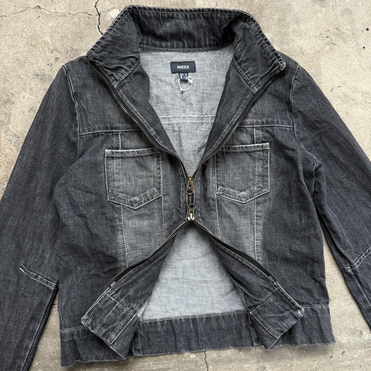 Mexx × Vintage Vintage Y2K Mexx Denim Gray Zip Jacket Size XS / US 0-2 / IT 36-38 - 4 Thumbnail