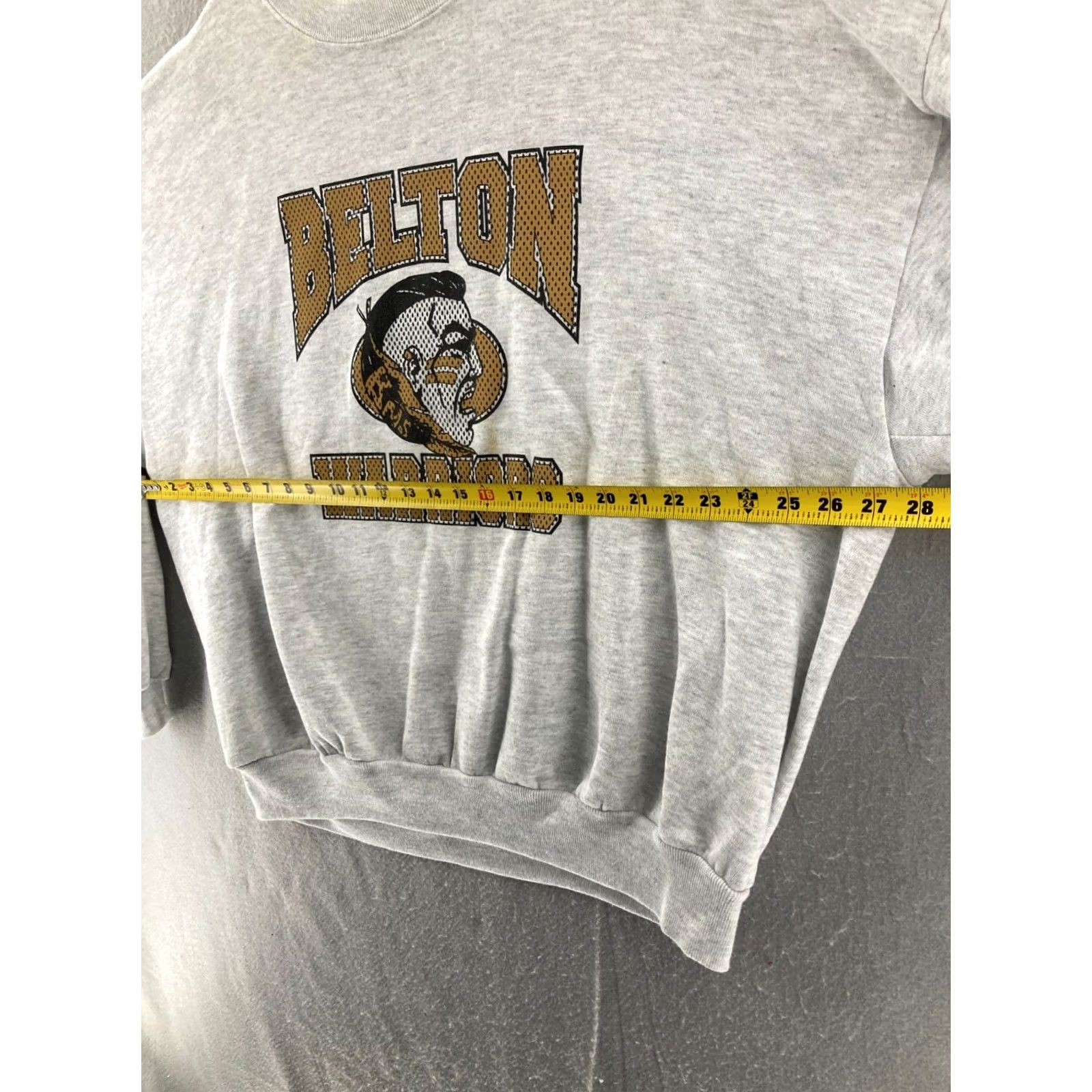 Jerzees VINTAGE Belton Warriors Sweater Jerzees Mens 3x USA Made Cotton Blend Fleece Crew Neck White 90s Warrior Mens Size US XXL / EU 58 / 5 - 2 Thumbnail
