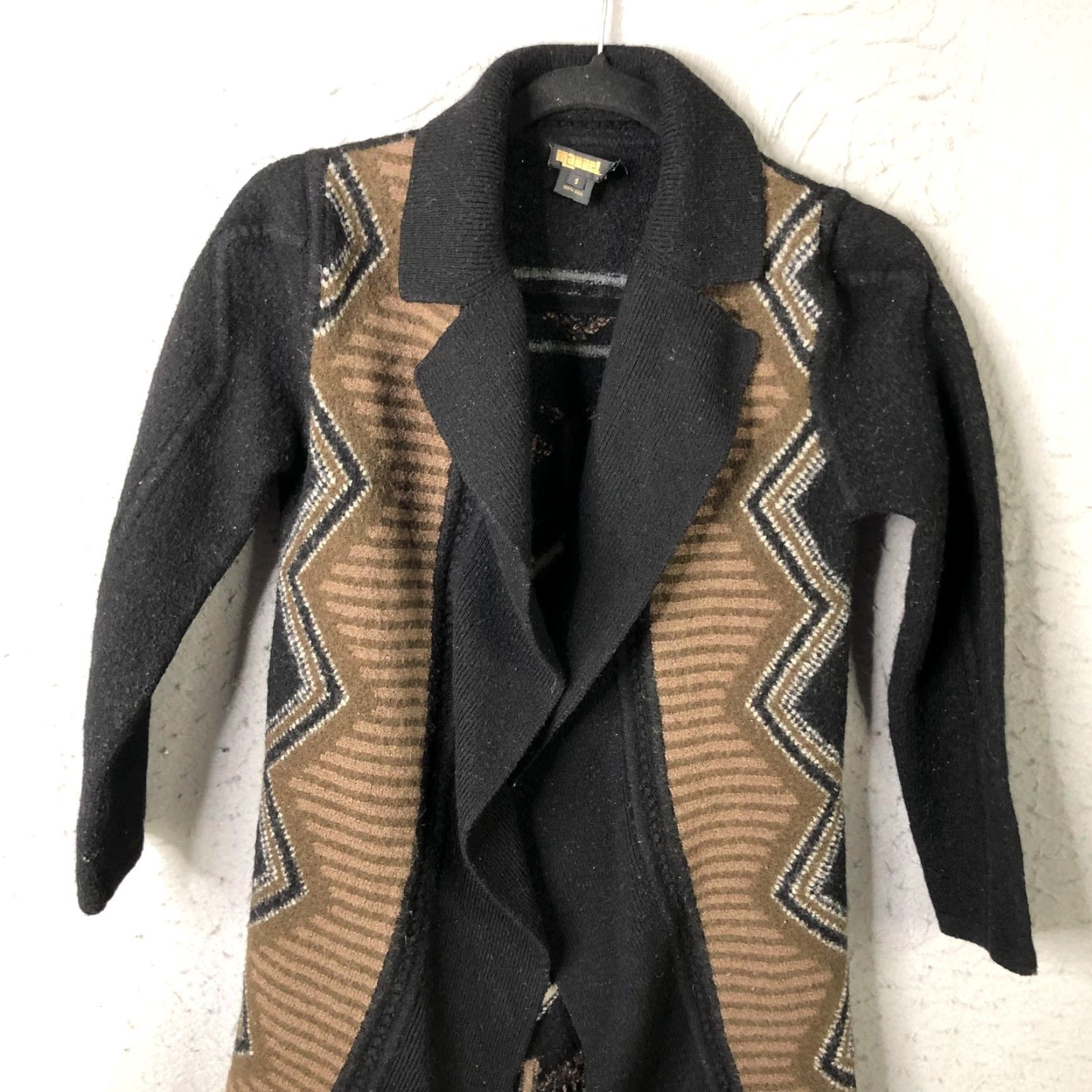 Vintage VINTAGE Tribal Cardigan Sweater Womens Small Black Wool Open Front Aztec Tribal Size S / US 4 / IT 40 - 7 Thumbnail