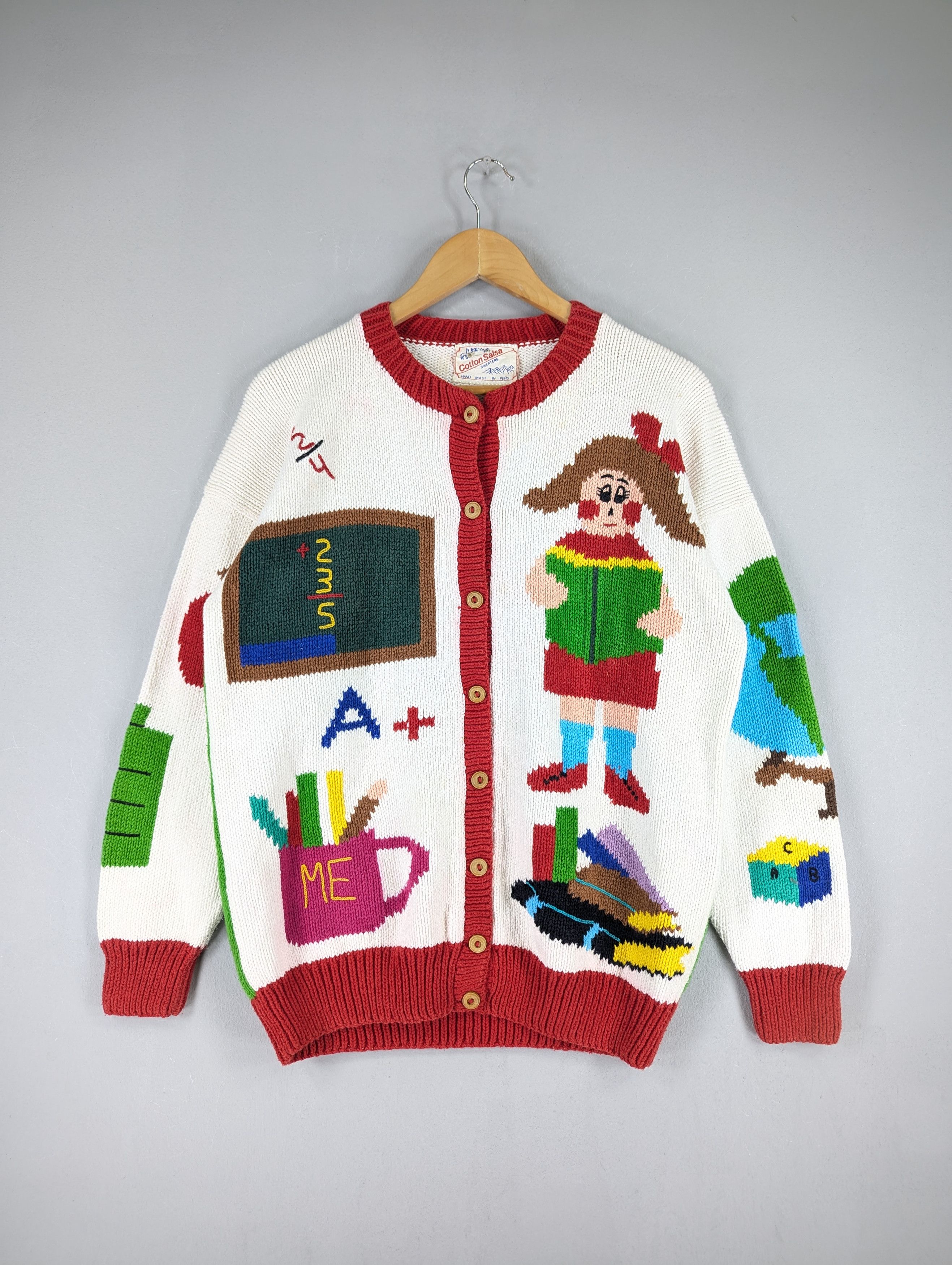 Vintage Vintage Cotton Salsa Cable Knit Art Of School Cardigan Size M / US 6-8 / IT 42-44 - 1 Thumbnail