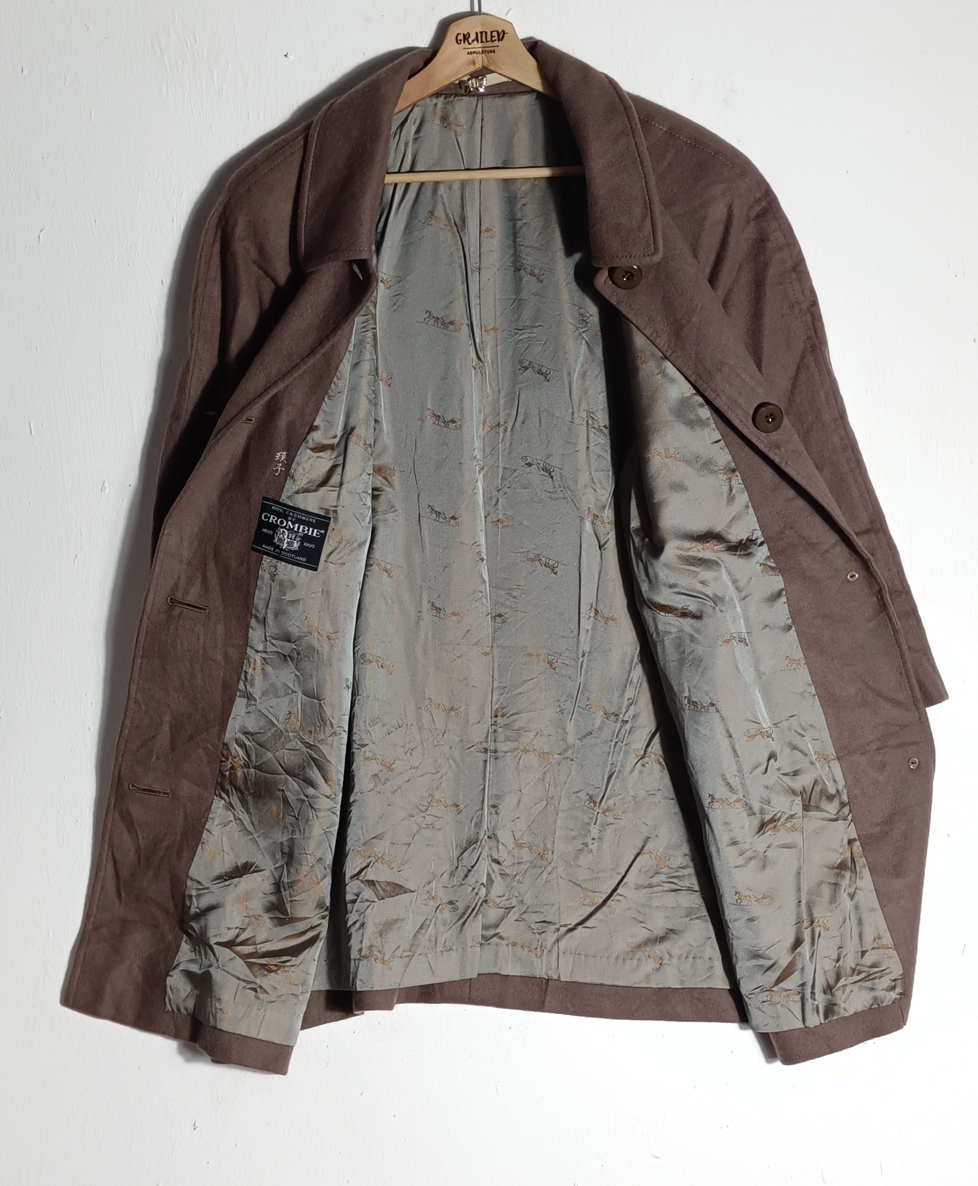 Crombie CROMBIE Scotland Charcoal Khaki 100% Cashmere overcoat Size US XXL / EU 58 / 5 - 2 Thumbnail