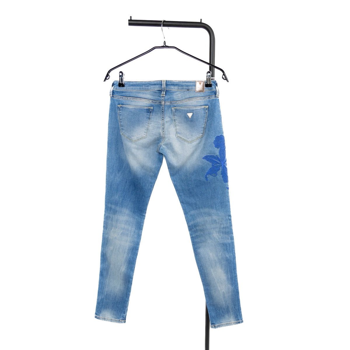 Guess Guess Womens Skinny Ultra Low Jeans Blue Floral Embroidery Size 30" / US 8 / IT 44 - 2 Thumbnail