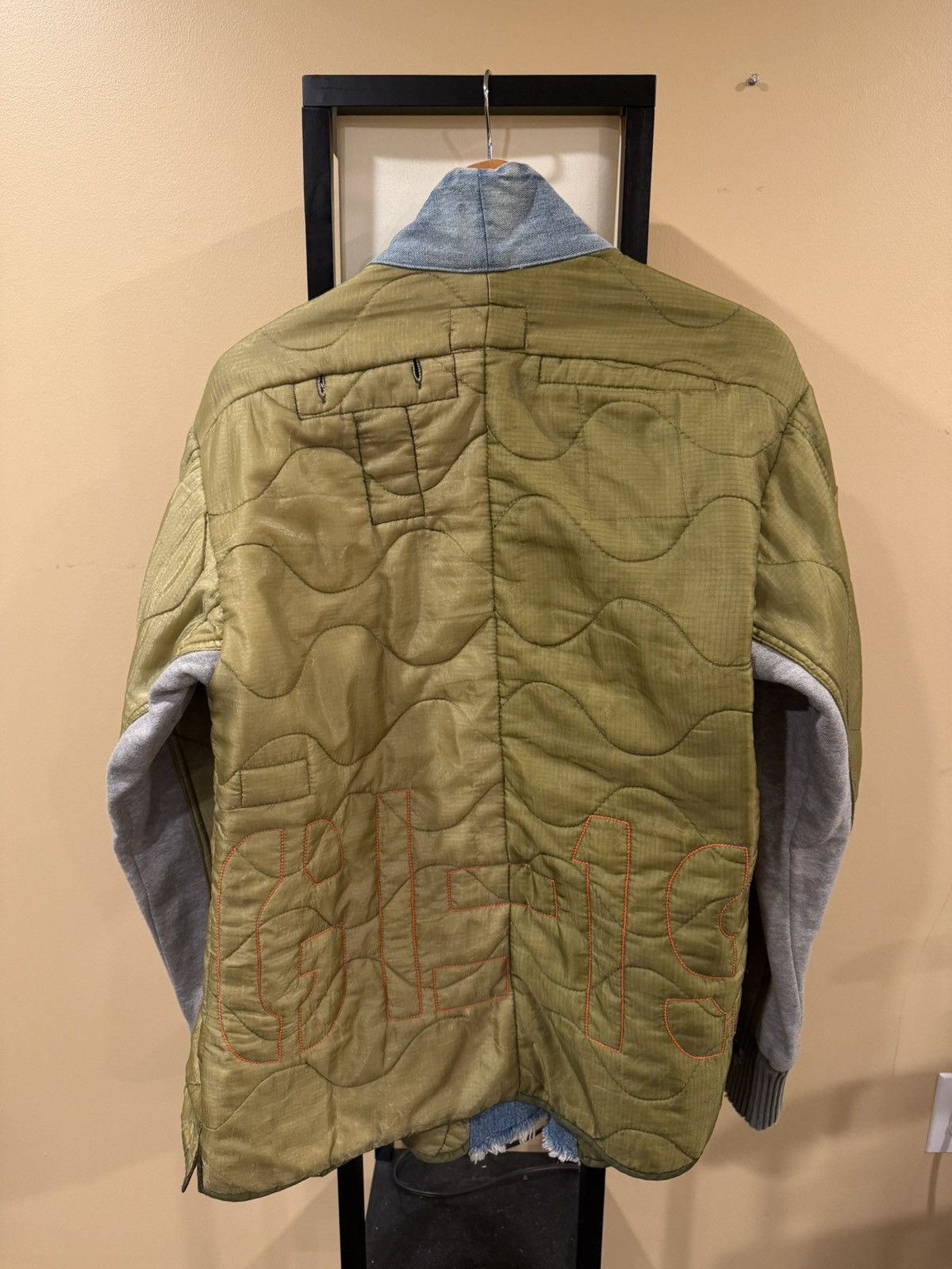 Greg Lauren Greg Lauren Kimono Green Quilt / Blue Denim Distress Jacket Size US L / EU 52-54 / 3 - 18 Thumbnail