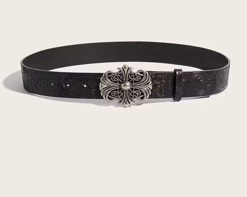 Black punk rock retro bohemian hollow buckle belt