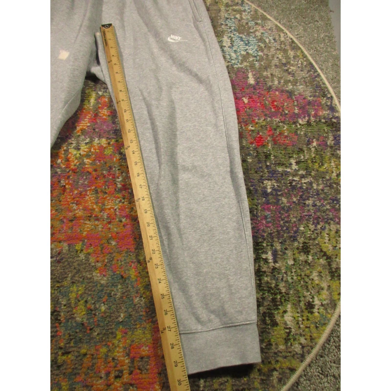 Nike Nike Sweatpants Mens L Gray Fleece Joggers Embroidered Swoosh Bleach Spots 90s Sports Casual Activewear Size US 33 - 6 Thumbnail
