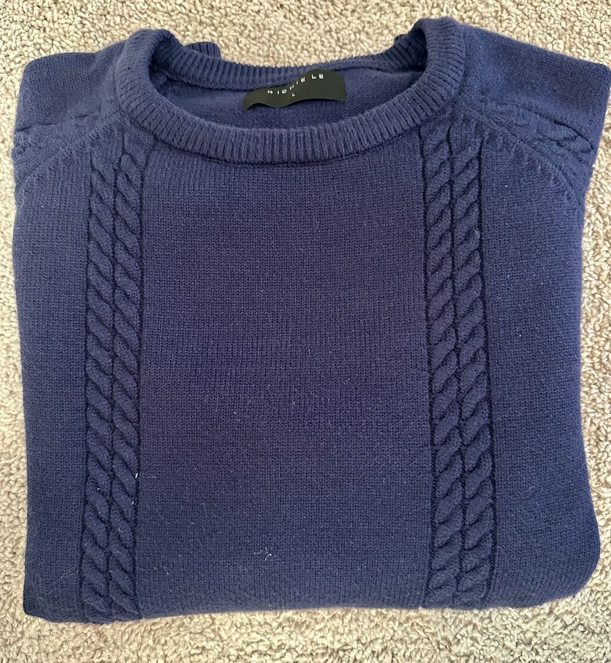 Richie Le Collection Richie Le Collection Cable Knit Crewneck Navy, Sz L Size US L / EU 52-54 / 3 - 3 Thumbnail