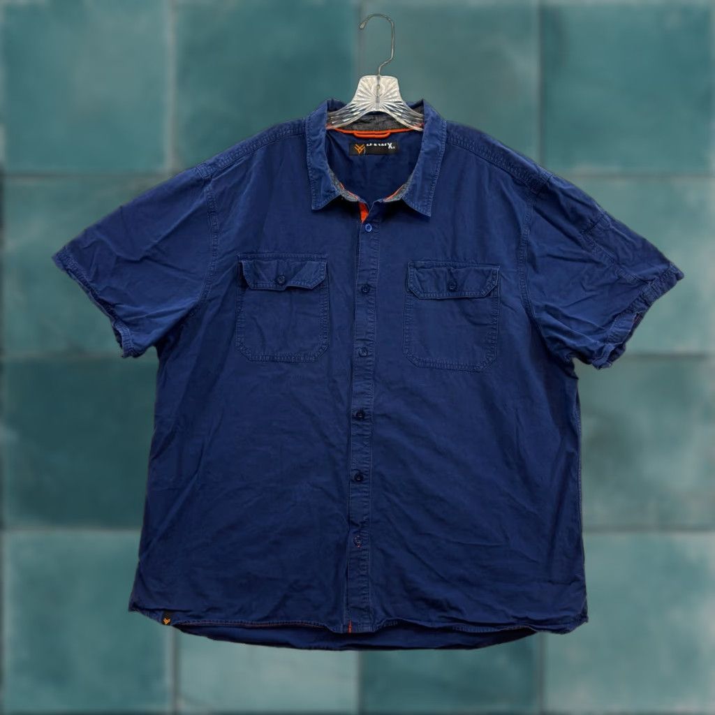 Vintage Hawx Button Shirt 2XL Mens Navy Blue Short Sleeve Workwear Utility Shirt Size US XXL / EU 58 / 5 - 1 Thumbnail