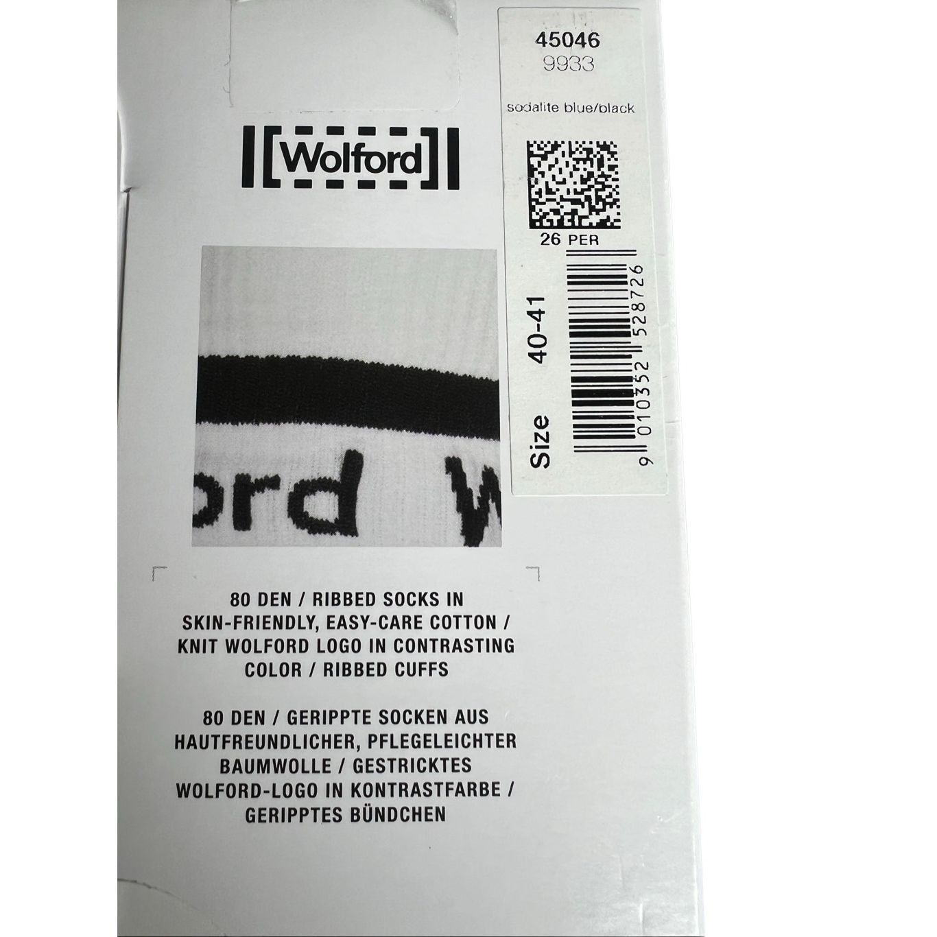 Wolford NWT Wolford The W Logo Rib Socks Sodalite Blue/Black Size 40 Size ONE SIZE - 7 Thumbnail