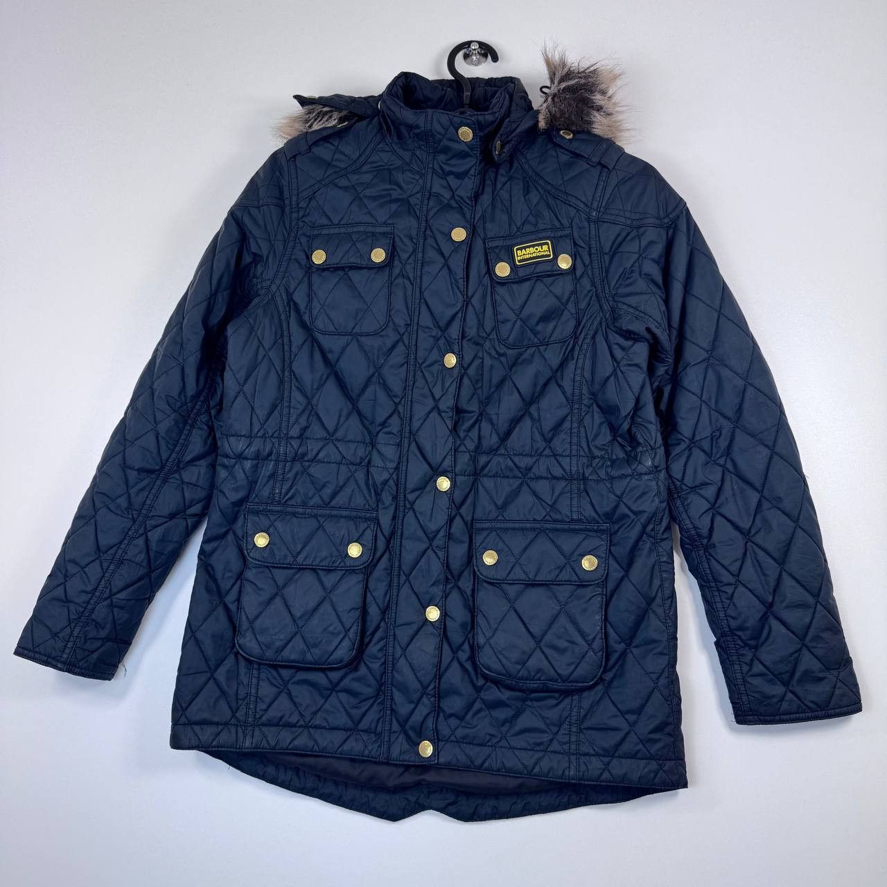 Barbour Barbour International Quilted Jacket Hooded Navy Biker XL Size XL / US 12-14 / IT 48-50 - 1 Thumbnail