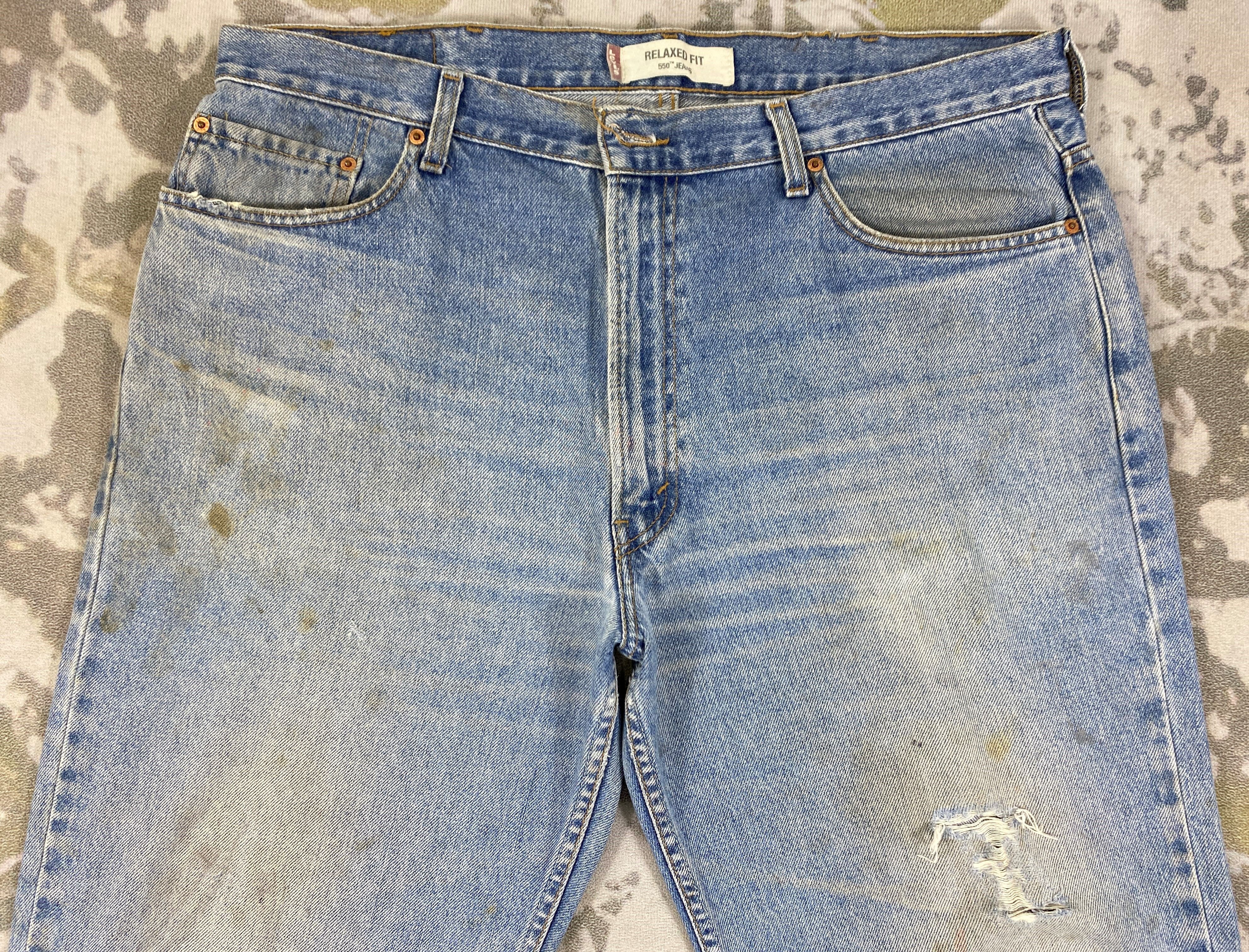 Japanese Brand Dirty Used Blue Vintage Levi's 550 41x31.5 Denim -JN1895 Size US 41 - 3 Thumbnail