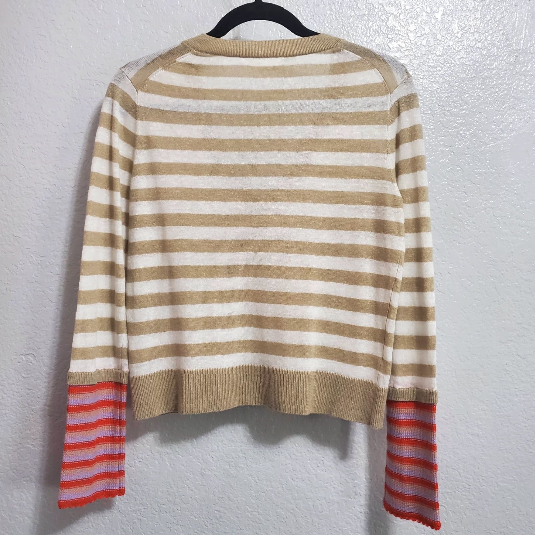 Veronica Beard VINTAGE Veronica Beard Sweater Women S Florrie Stripe Contrast Cuff Linen Blend Pullover Size S / US 4 / IT 40 - 2 Thumbnail