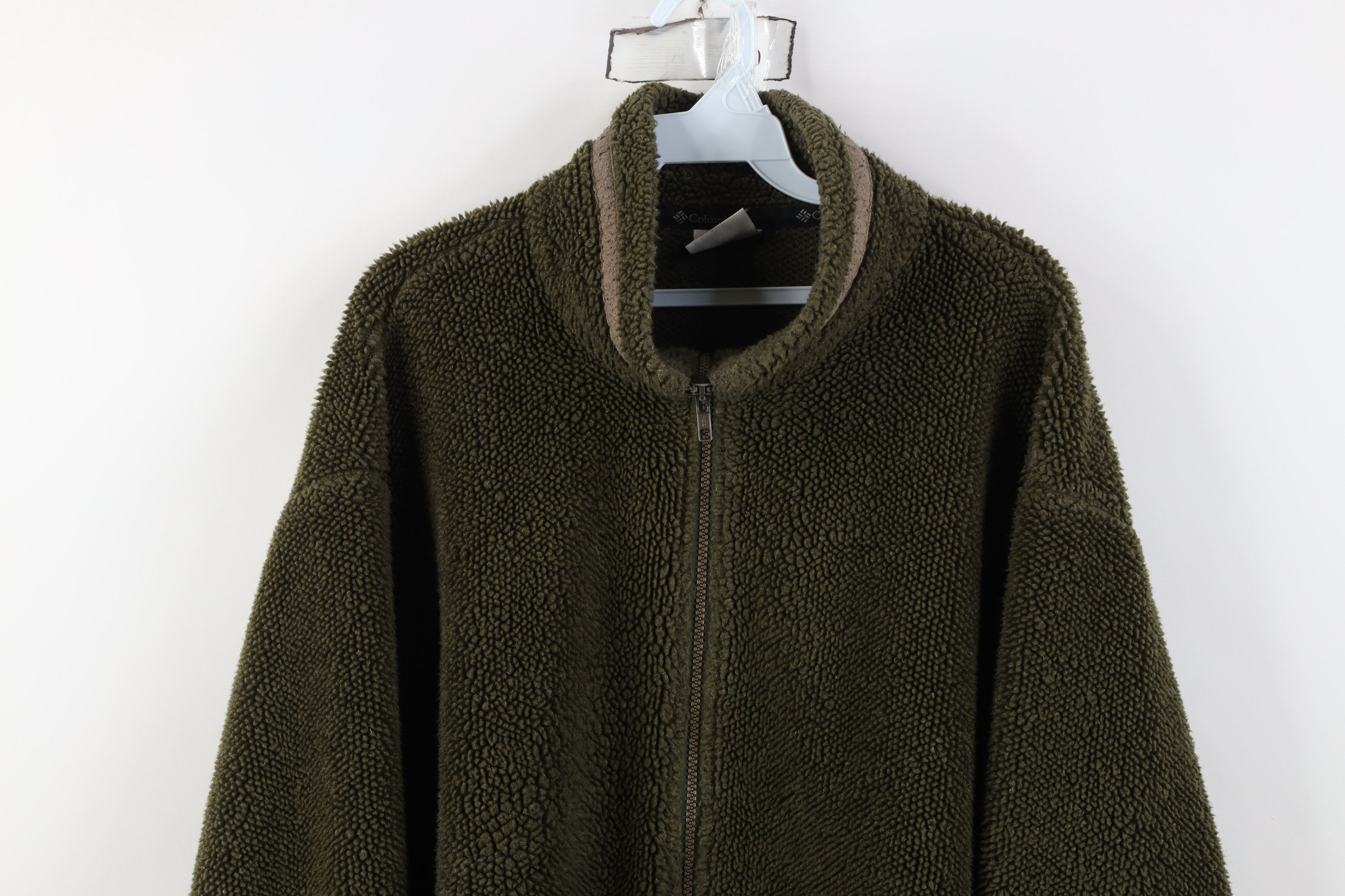 Columbia Vintage 90s Columbia Fleece Full Zip Jacket Olive Green USA Size US XL / EU 56 / 4 - 2 Thumbnail