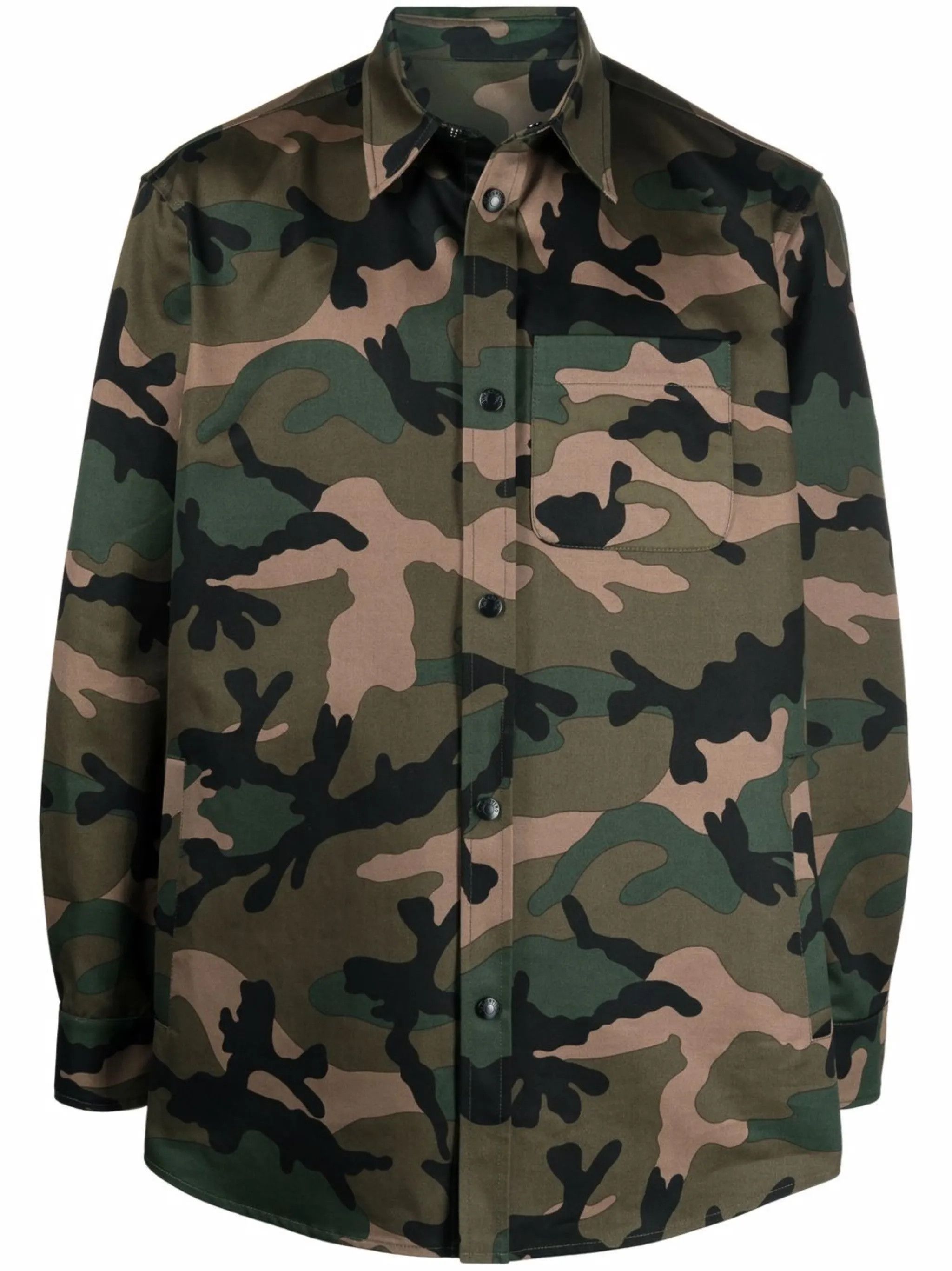 Valentino o1y0525 Patterned Shirt in Military Green Size US M / EU 48-50 / 2 - 1 Thumbnail