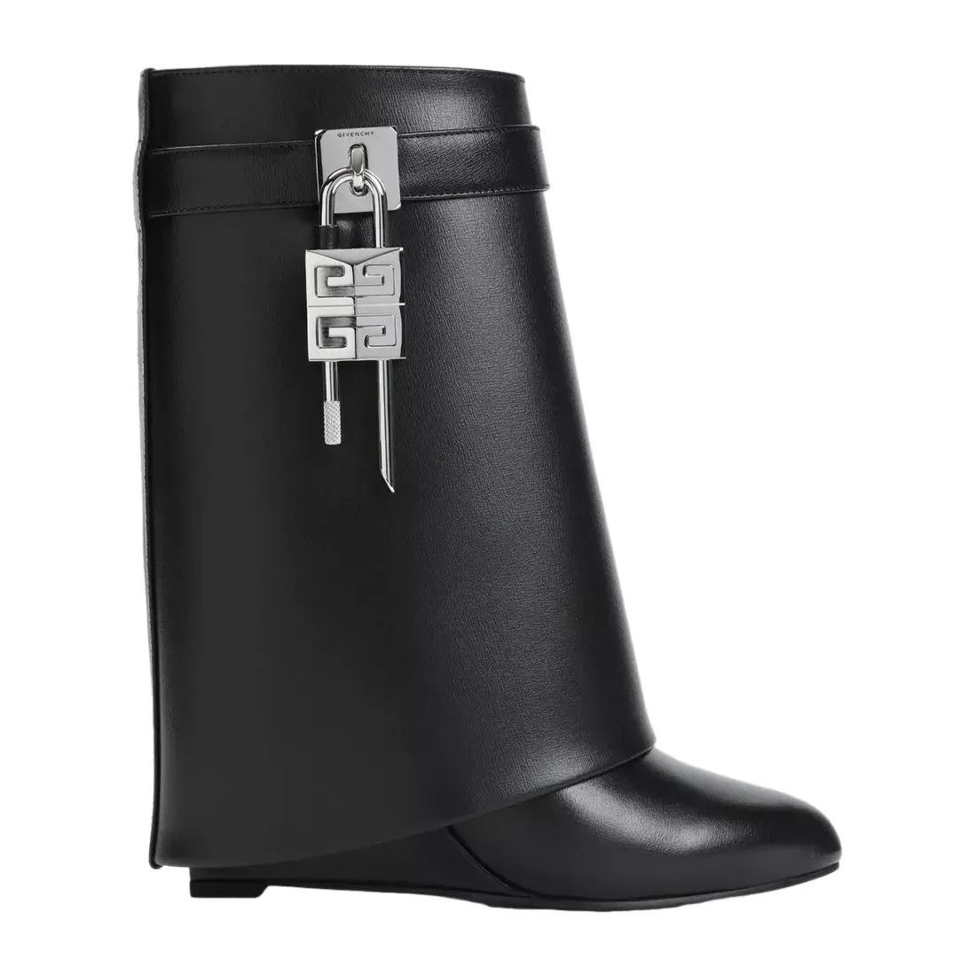 GIVENCHY Shark Lock Black Leather 90mm Ankle Boots