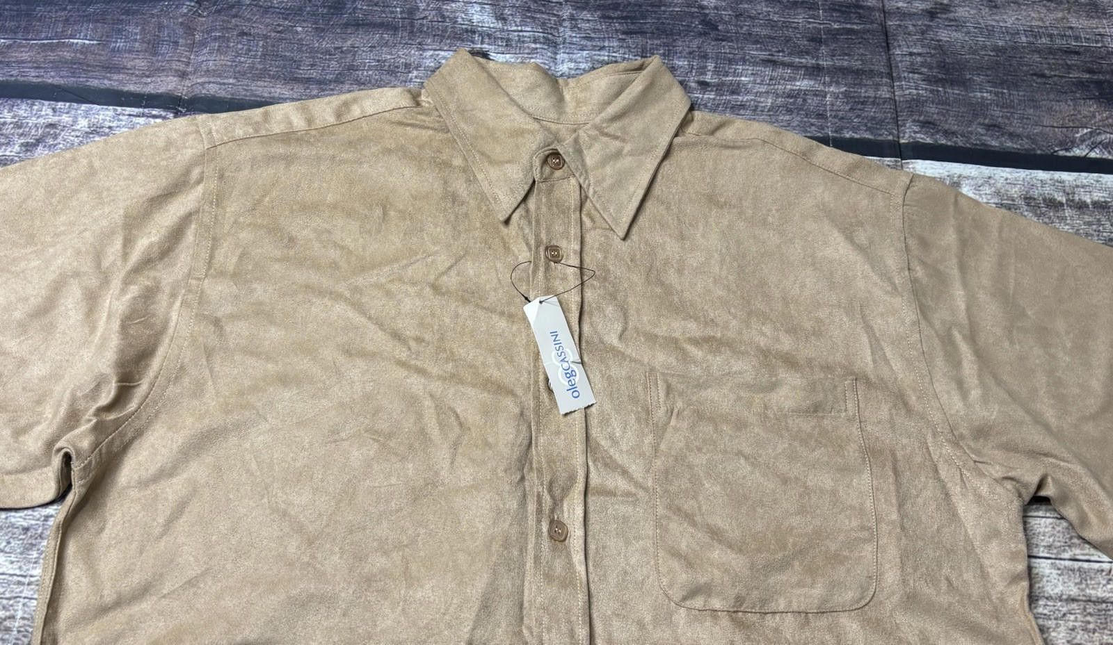 Oleg Cassini VTG Oleg Cassini Shirt Mens Large Suede Silk Tan Western NEW Size US L / EU 52-54 / 3 - 4 Thumbnail