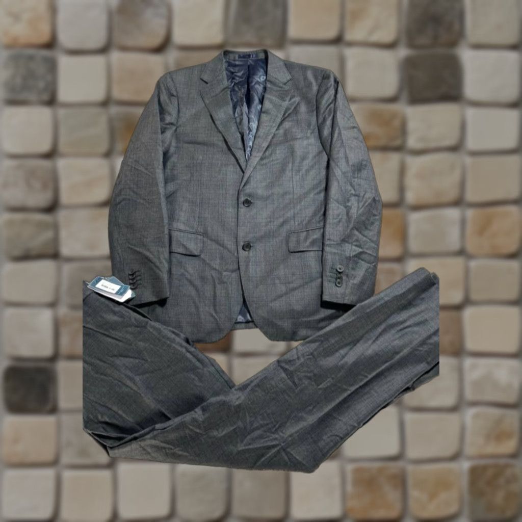 M J Bale 2 Piece Suit Set Mens Gray Wool Single-Breasted Notch Lapel 40 Regular Chest 40 Inseam 33 Front Flat Front Dry Clean Only