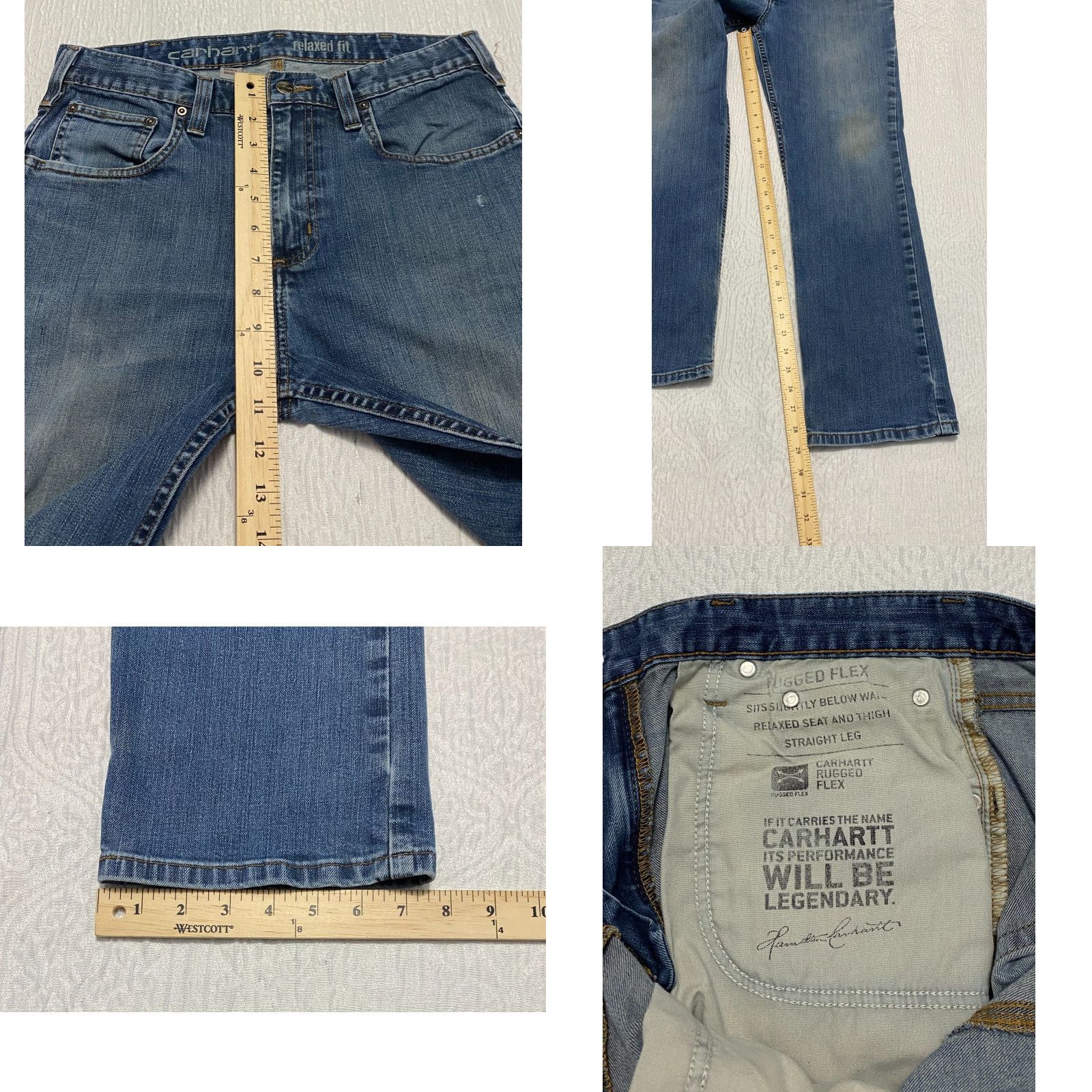 Carhartt VINTAGE Carhartt Rugged Flex Relaxed Fit Men's Jeans Size 32×30 Blue Straight Size US 32 / EU 48 - 8 Thumbnail