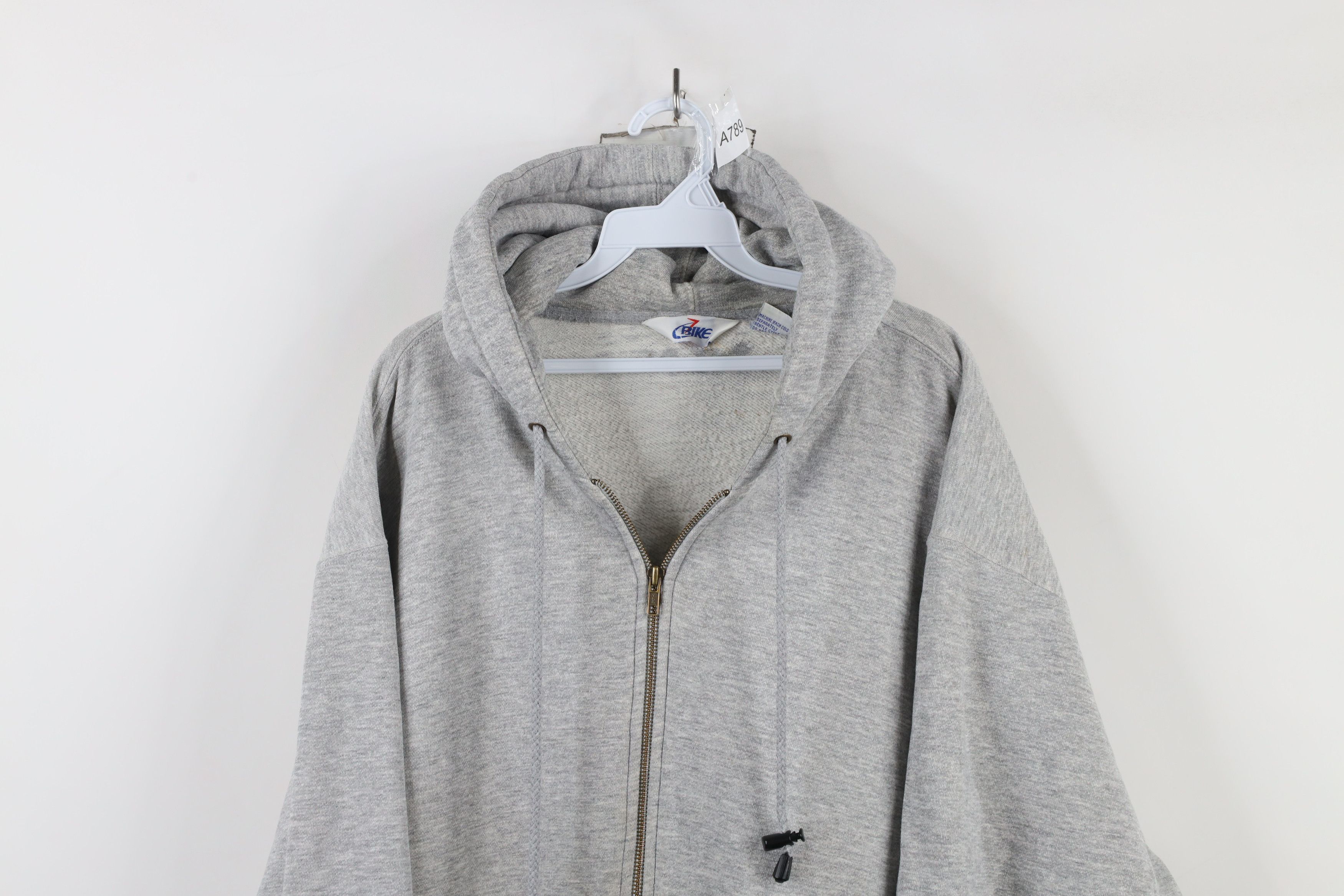 Vintage Vintage 90s Bike Full Zip Hoodie Sweatshirt Heather Gray Size US XL / EU 56 / 4 - 2 Thumbnail