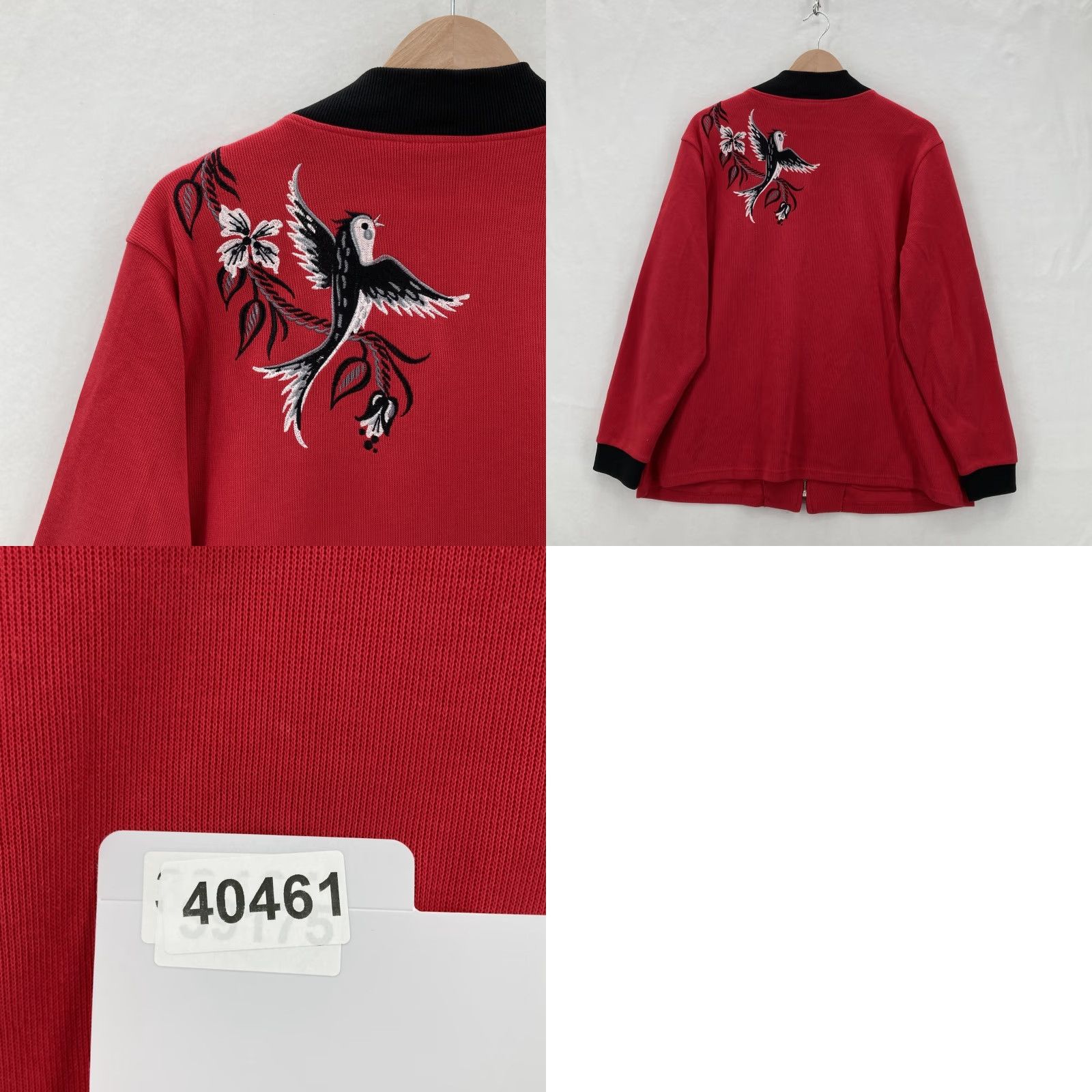 Bob Mackie VINTAGE Bob Mackie Wearable Art Sweater Womens 1X Red Zip Up Embroidered Bird Floral Size XL / US 12-14 / IT 48-50 - 9 Thumbnail