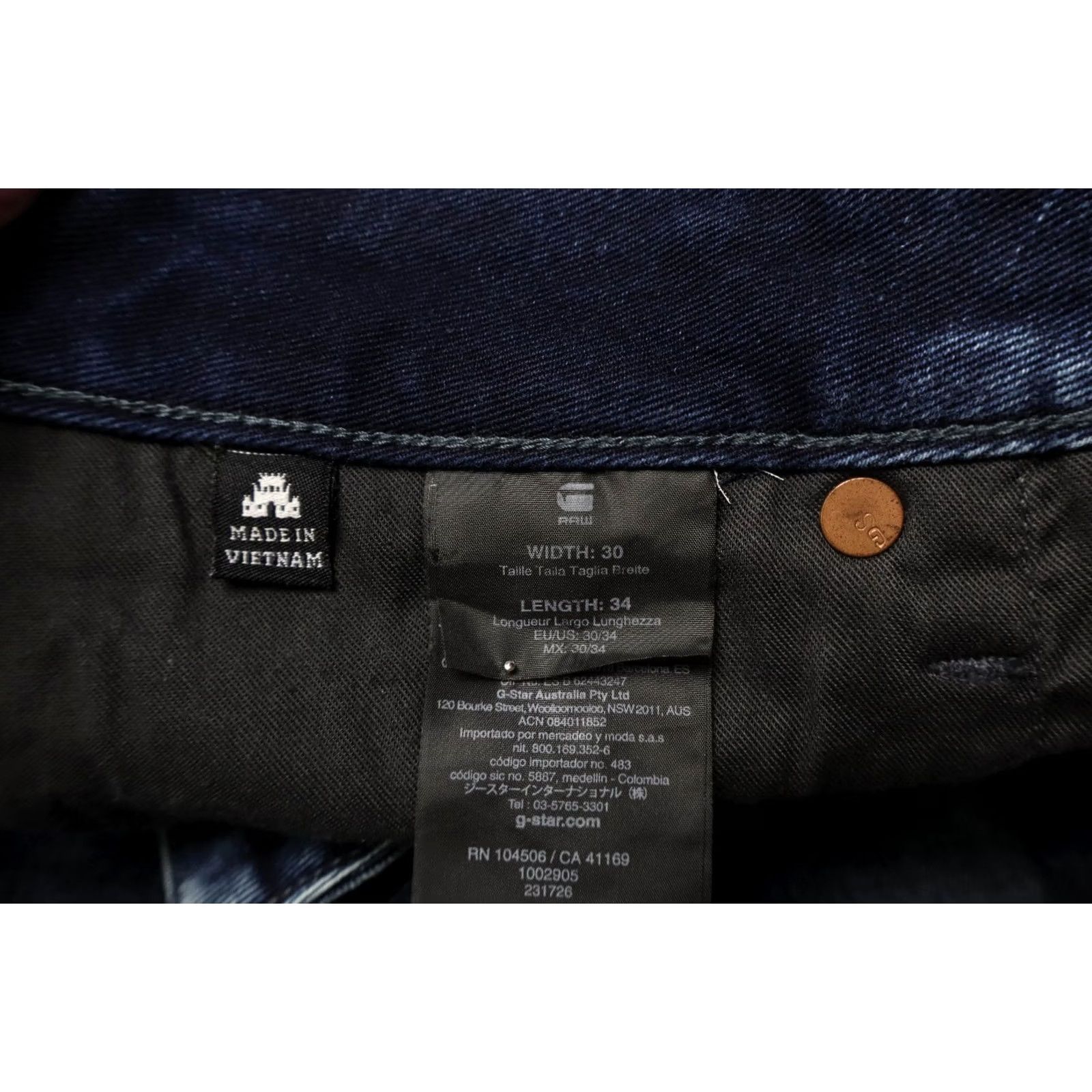 G-Star G-STAR 3301 Slim Jeans W30/L34 Blue Denim Button Fly Faded Whiskers Men's Size US 30 / EU 46 - 6 Thumbnail