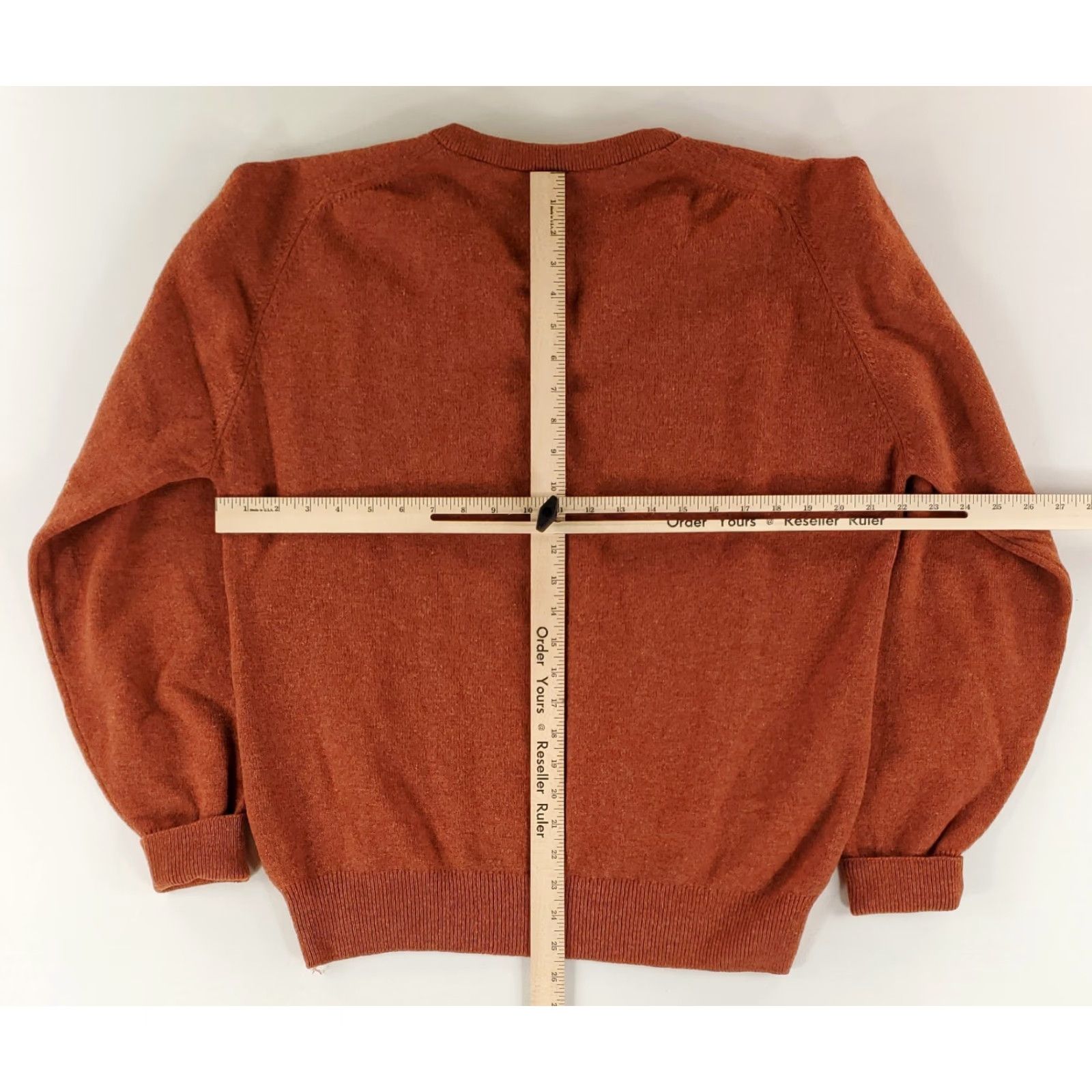 Vintage VINTAGE LL Bean Sweater VTG V Neck 100% Lambs Wool Made Ireland Orange Mens L Tall Wool Pullover Lambs Wool Mended hole Center front (see pics) Size US L / EU 52-54 / 3 - 7 Thumbnail