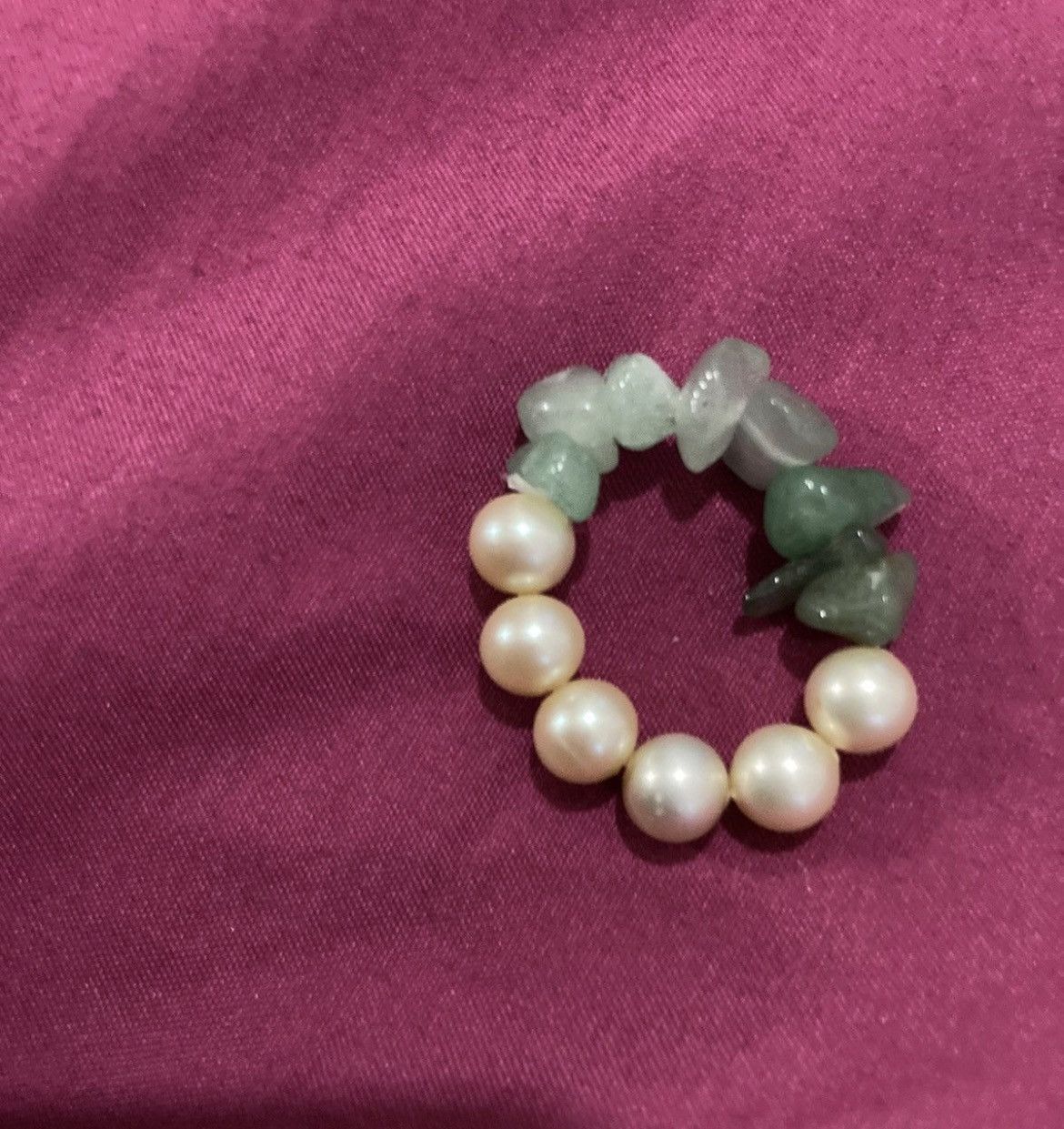 Other Faux pearl and Jade chipped beaded ring Size ONE SIZE - 2 Thumbnail