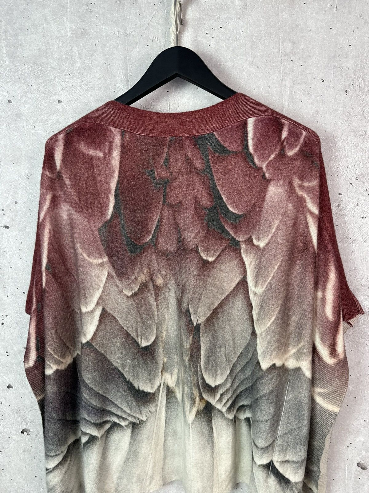 Vintage Gobi Feather Print Mongolian Cashmere Knit Oversized Poncho Size L / US 10 / IT 46 - 11 Thumbnail
